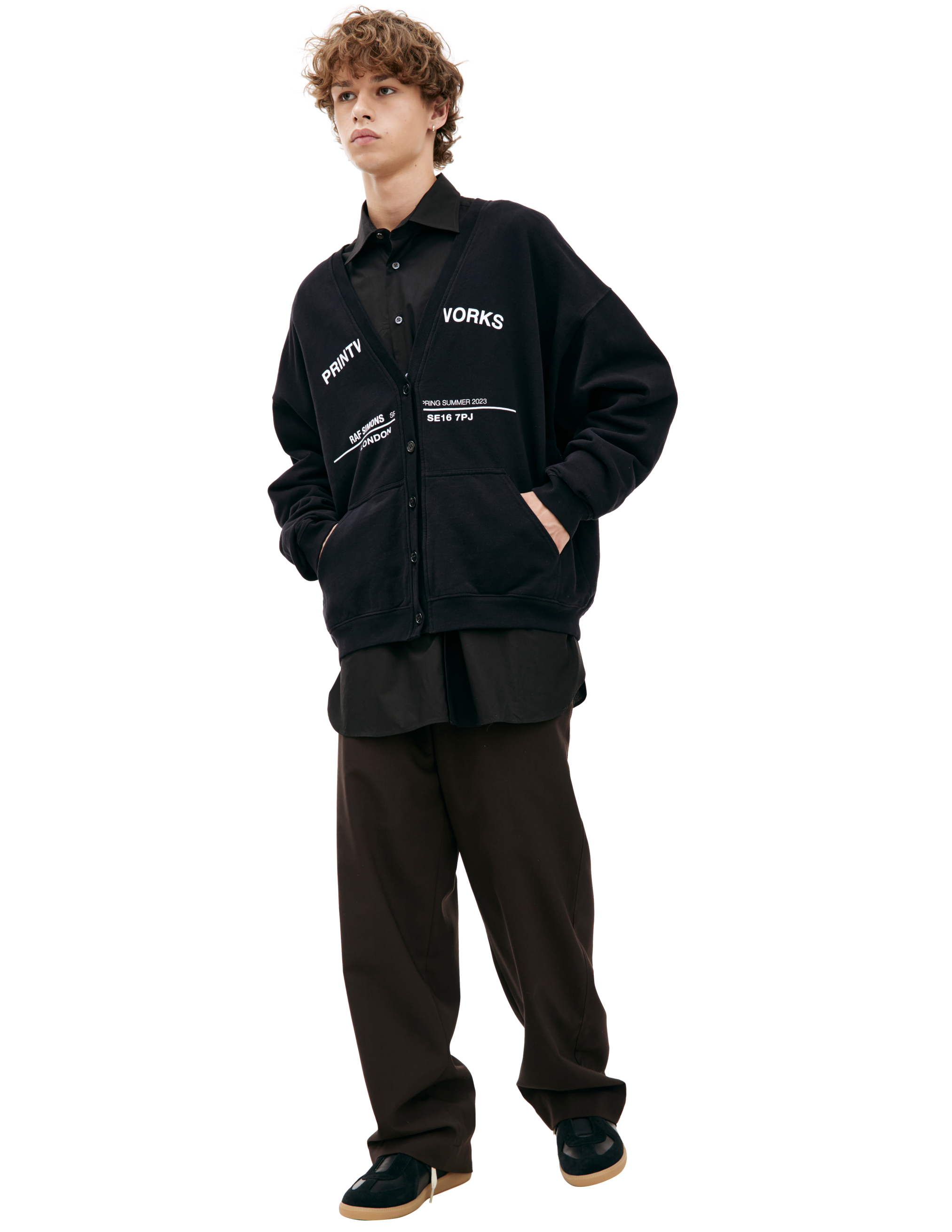 Черный кардиган с принтом Raf Simons 231-183-19004-0099