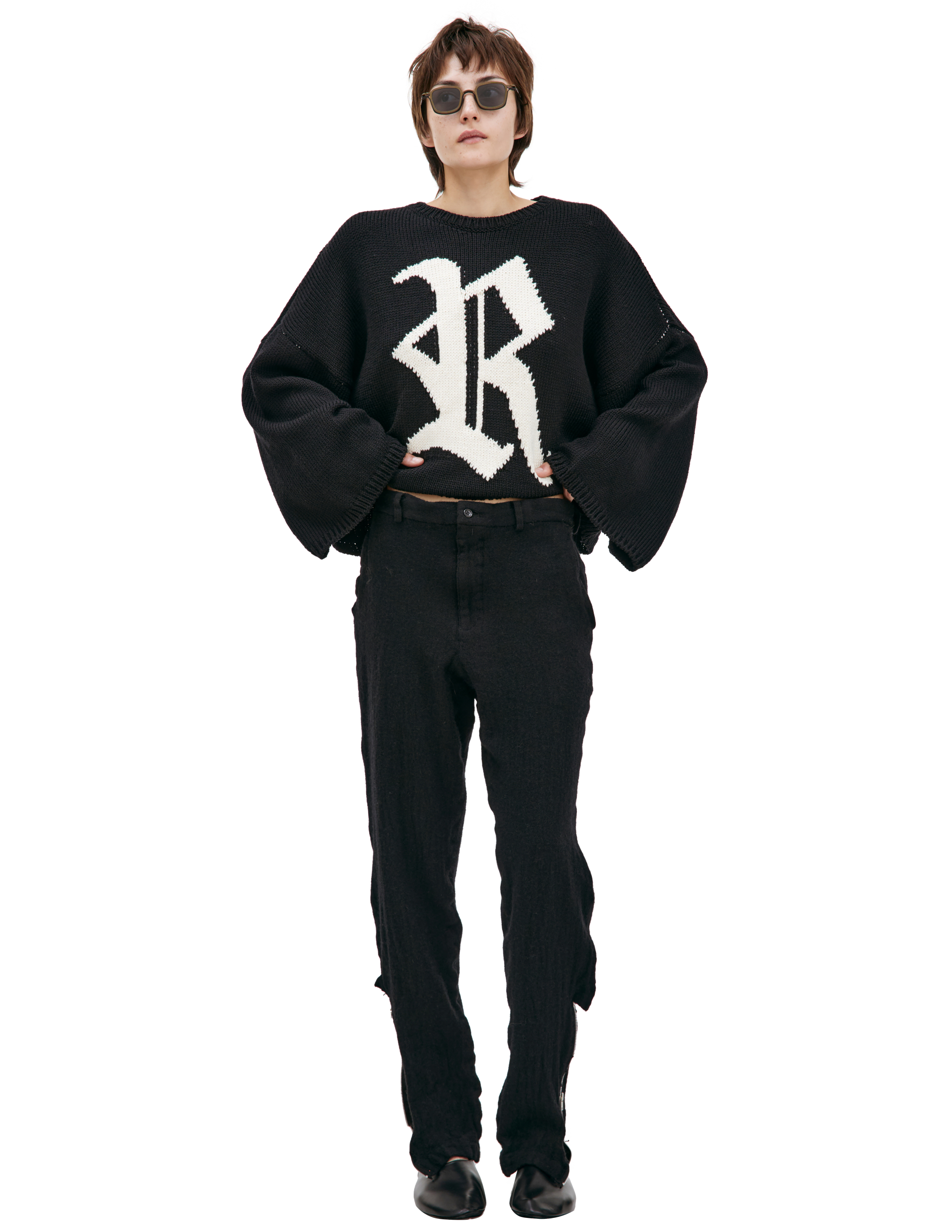 Шерстяные брюки с молниями Comme des Garcons 1L-P005-052-1