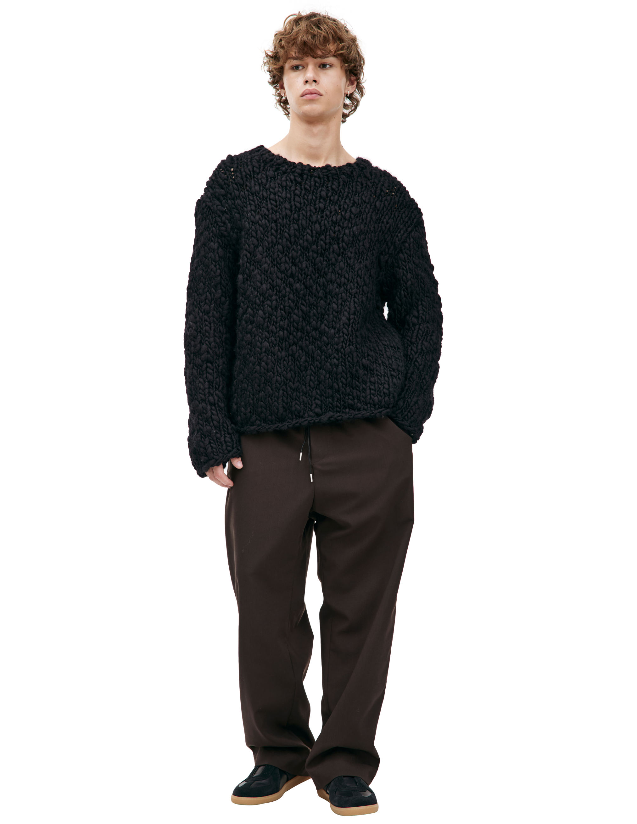 Шерстяной свитер в крупную вязку Yohji Yamamoto HJ-K07-194