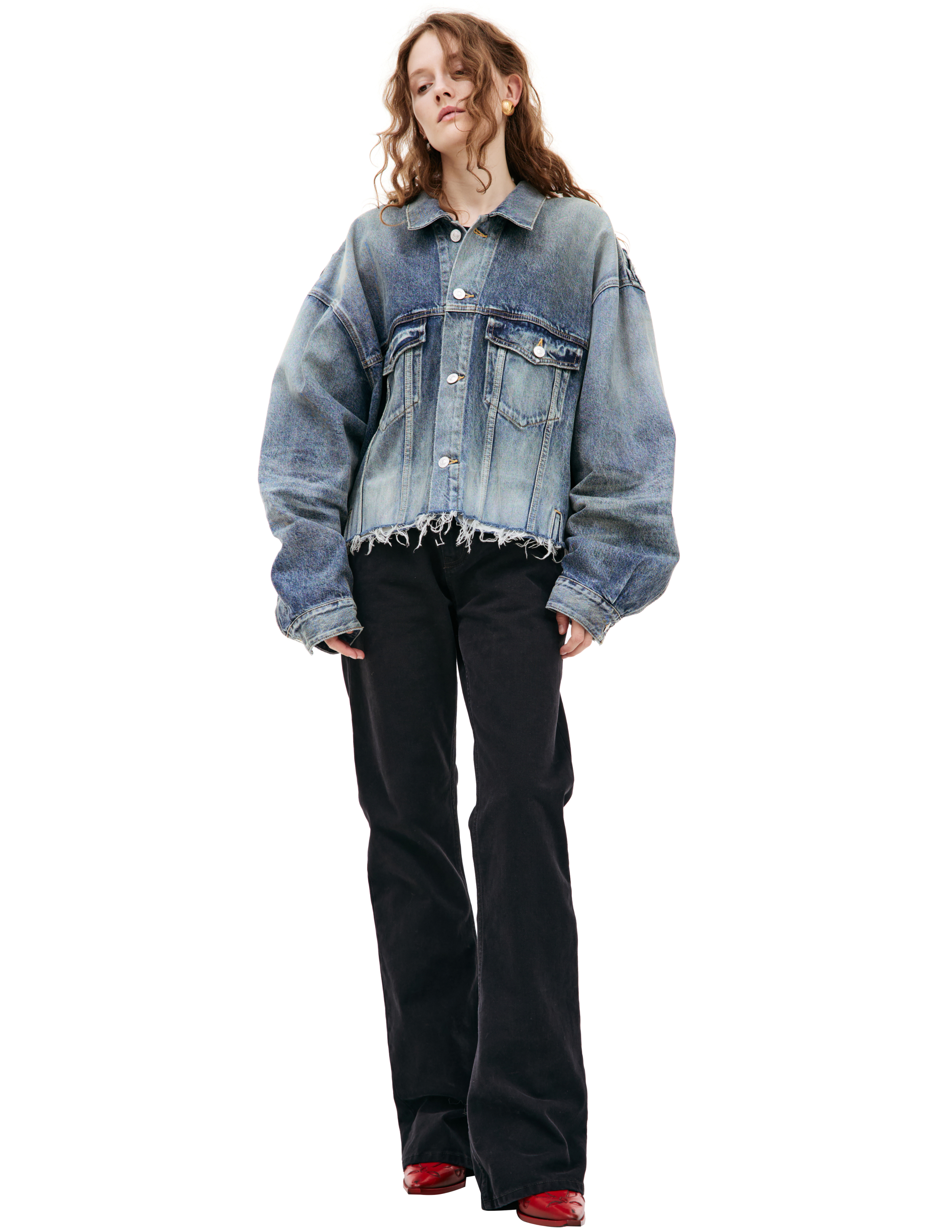 Джинсовая куртка на пуговицах Balenciaga 704527/TNW01/4012