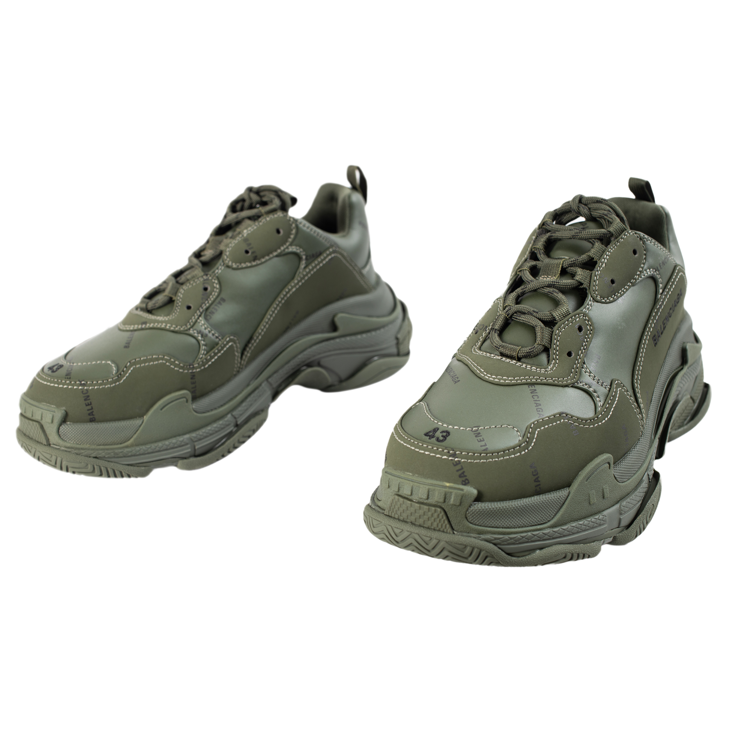 Зеленые кроссовки Triple S с логотипом Balenciaga 536737/W2FA1/3510