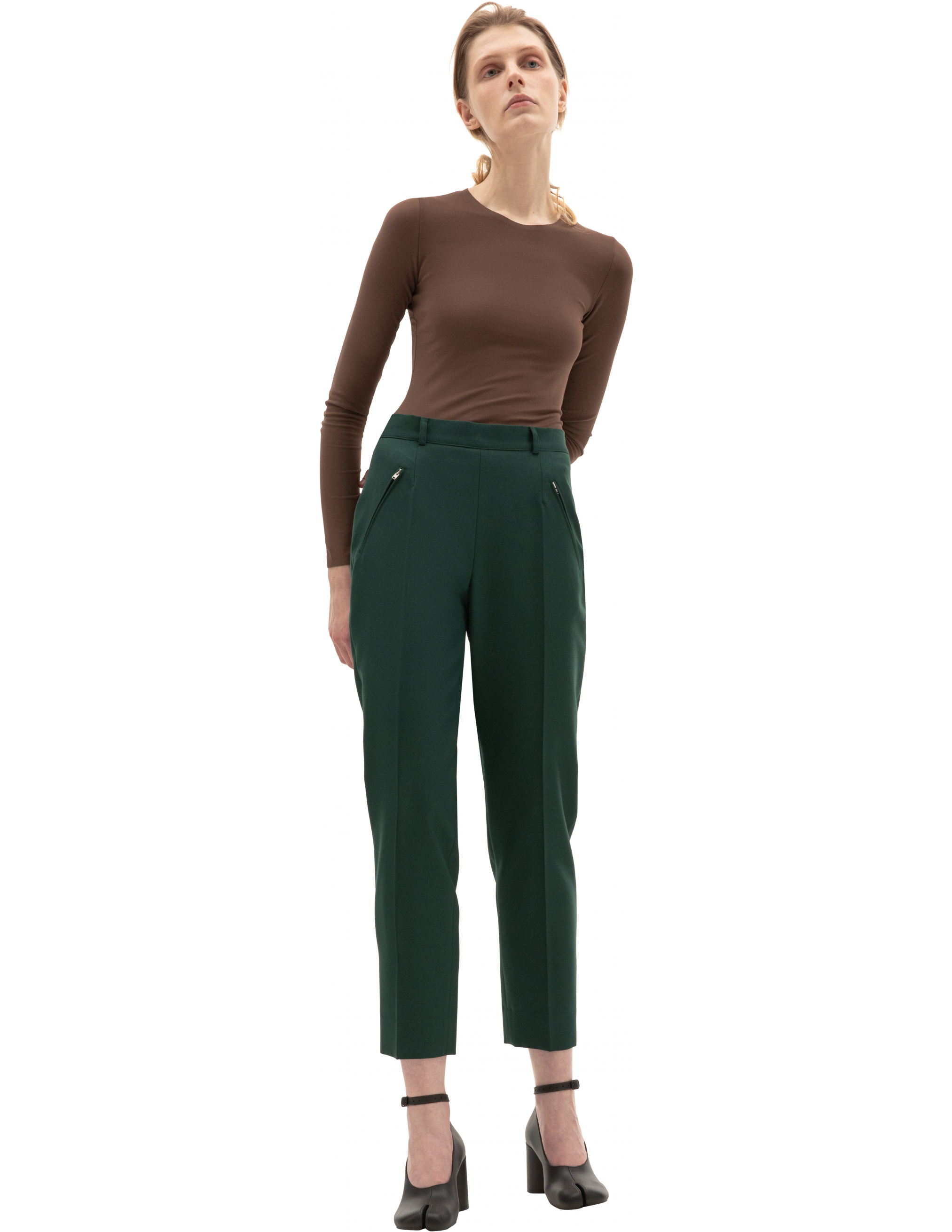 Зеленые брюки с высокой посадкой Maison Margiela S51KA0530/S53220/632