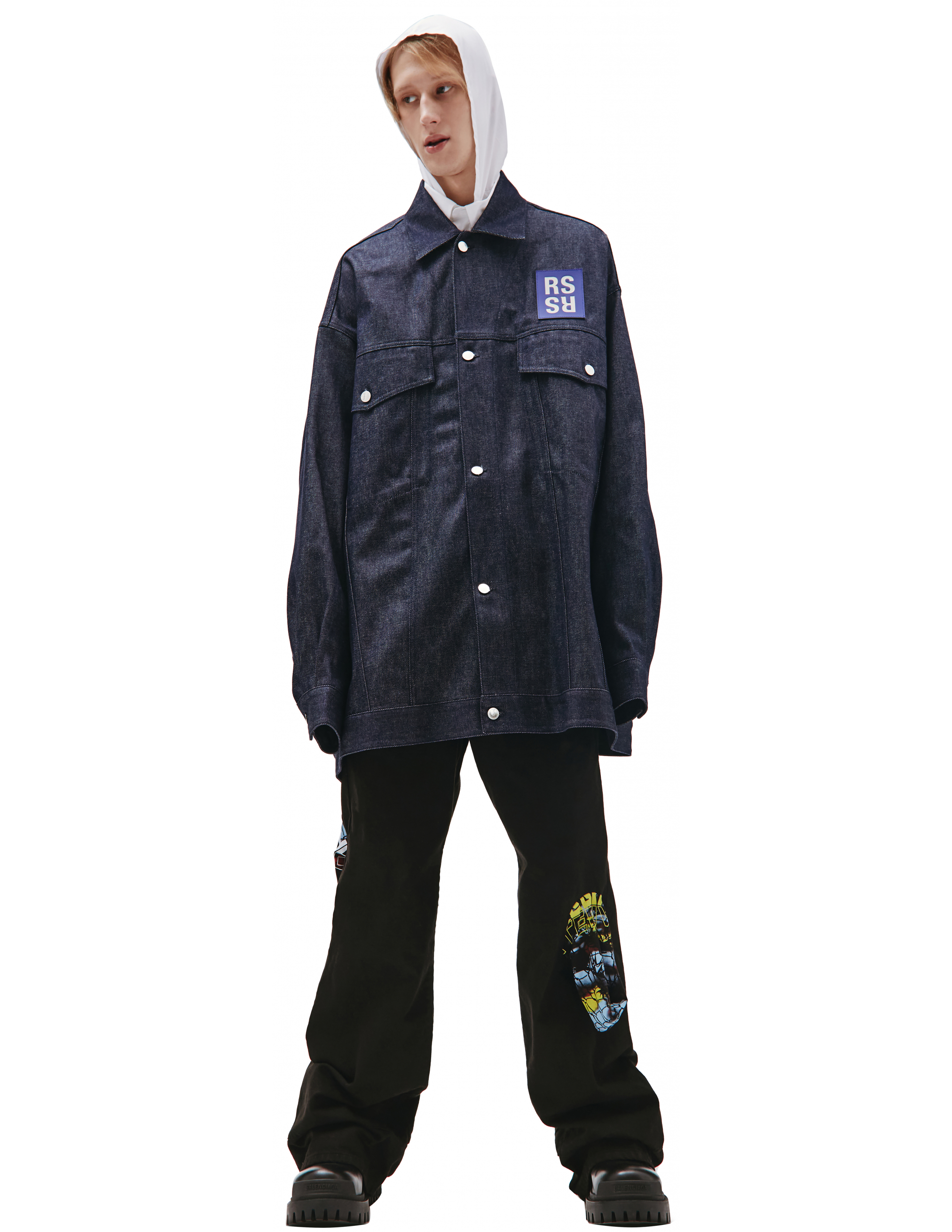 Джинсовая куртка оверсайз с логотипом Raf Simons 212-M723-10031-0044