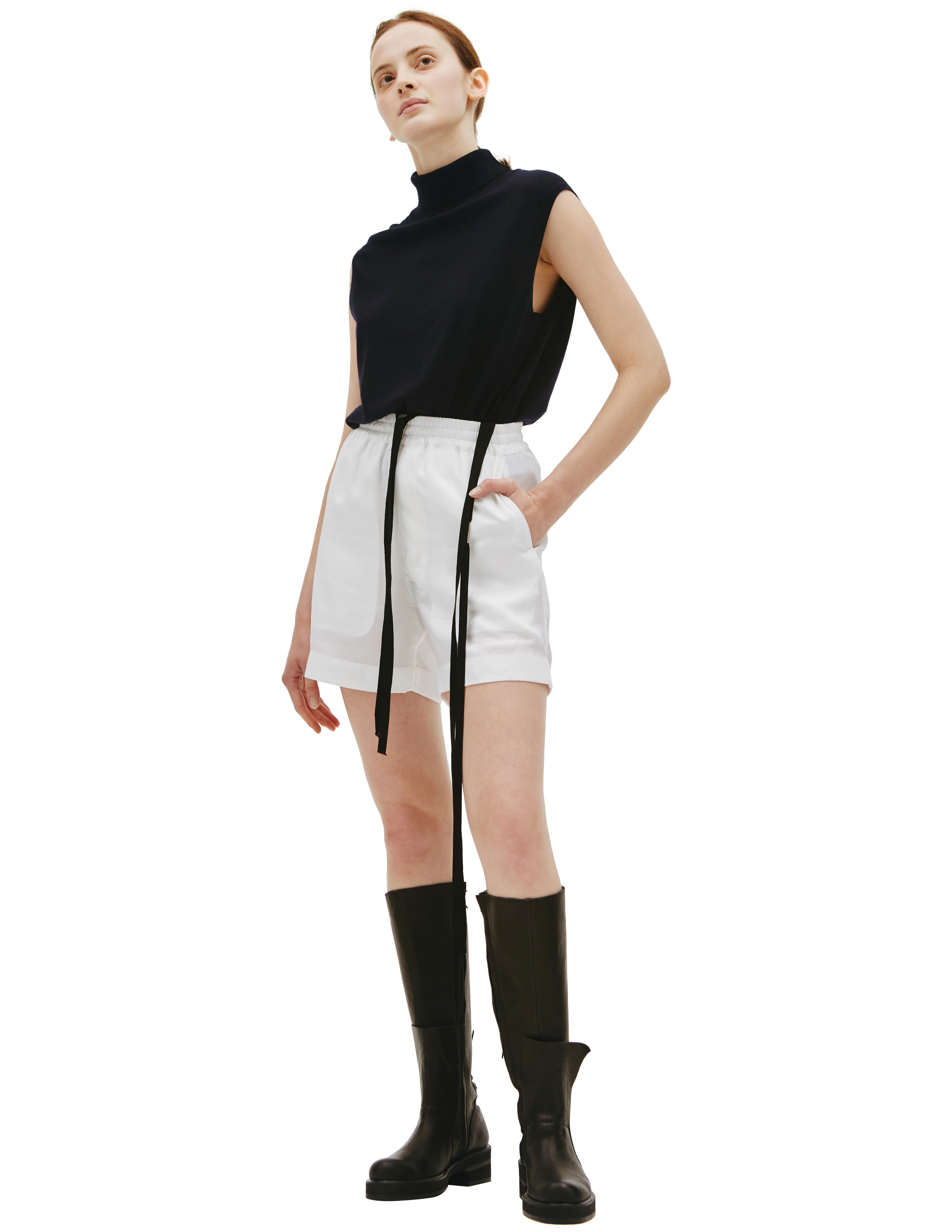 Белые шорты Angela с контрастными лентами Ann Demeulemeester 2201-W-TR52-135-001