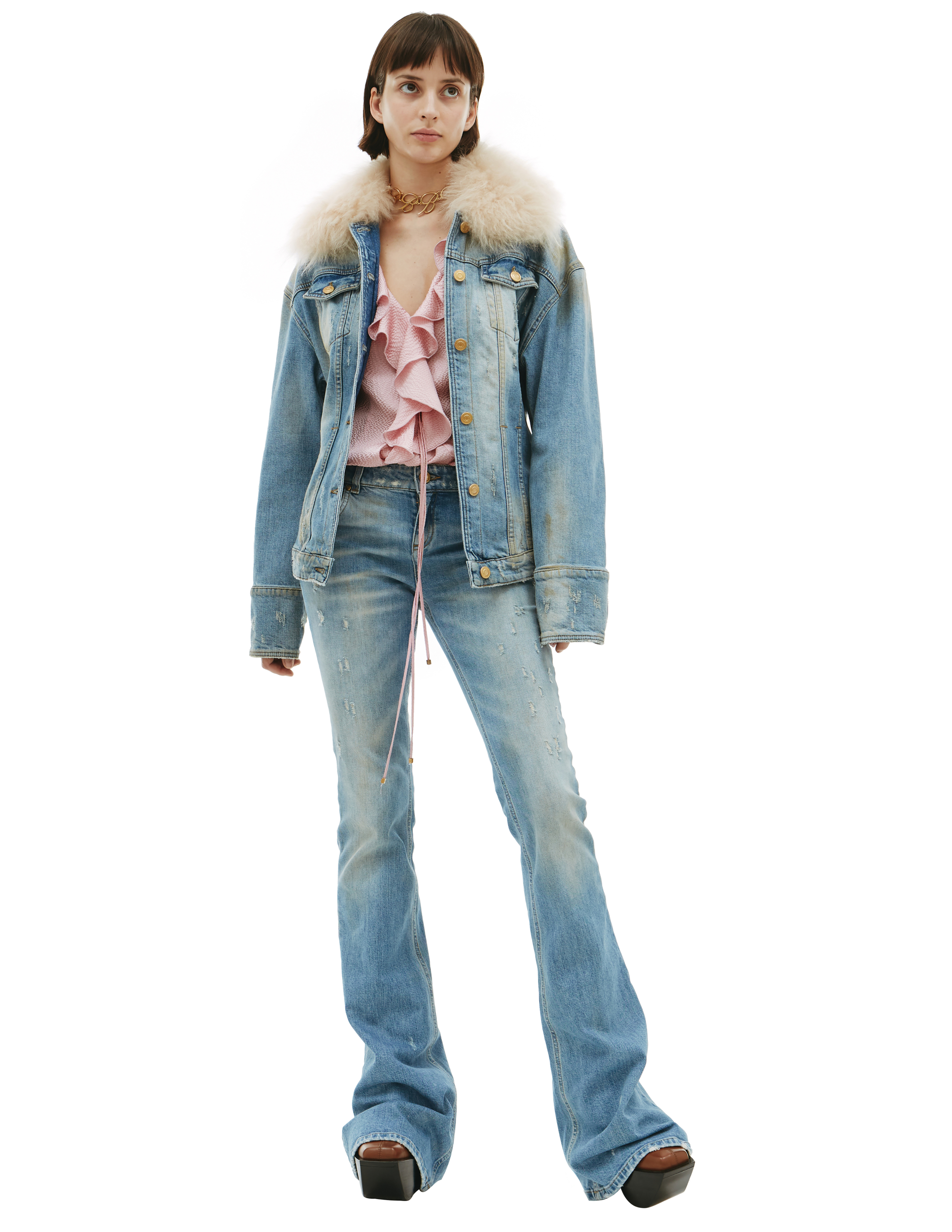 Джинсовая куртка с мехом Blumarine 24/2/2B036A/N0944