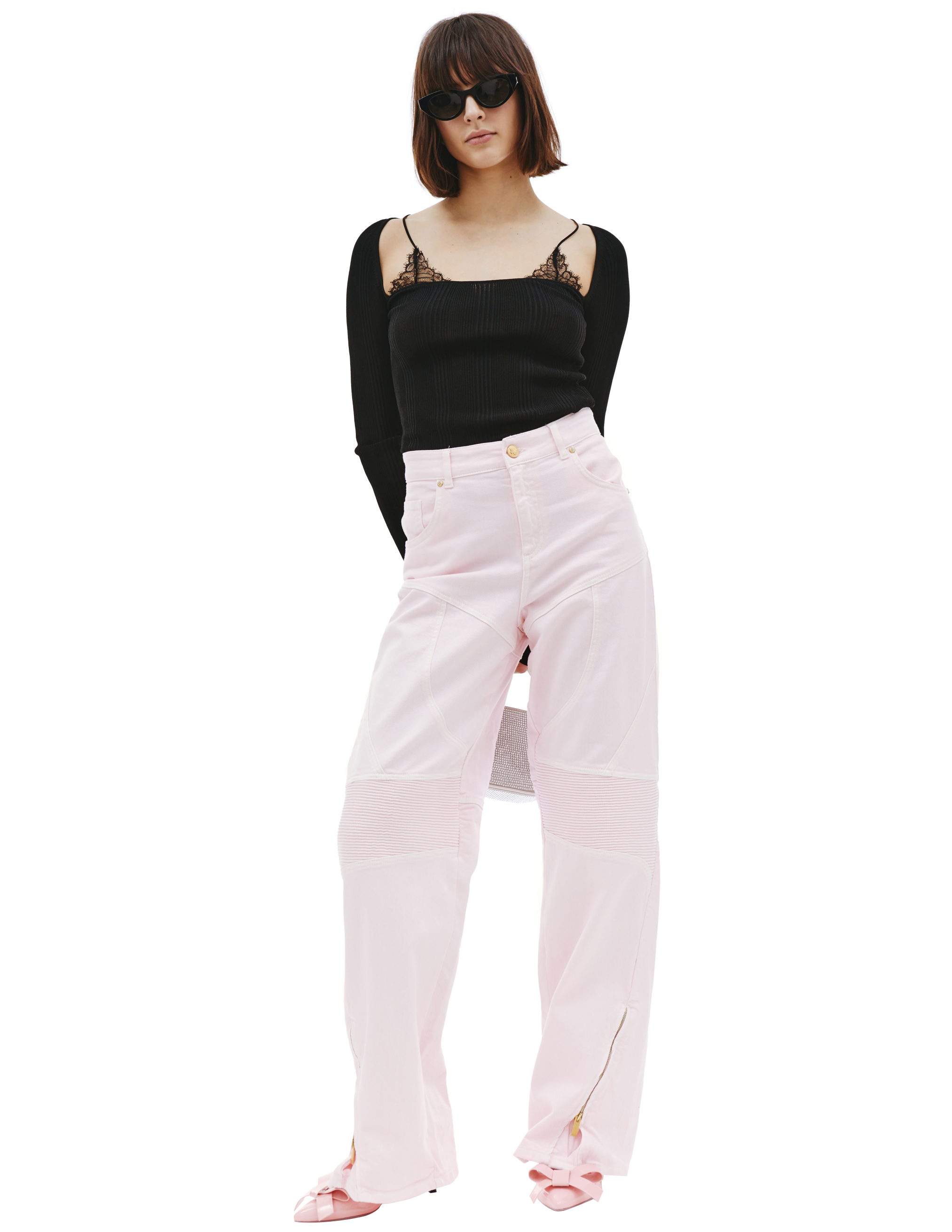 Джинсы - байкеры с молниями Blumarine P32/2J056A/N0124