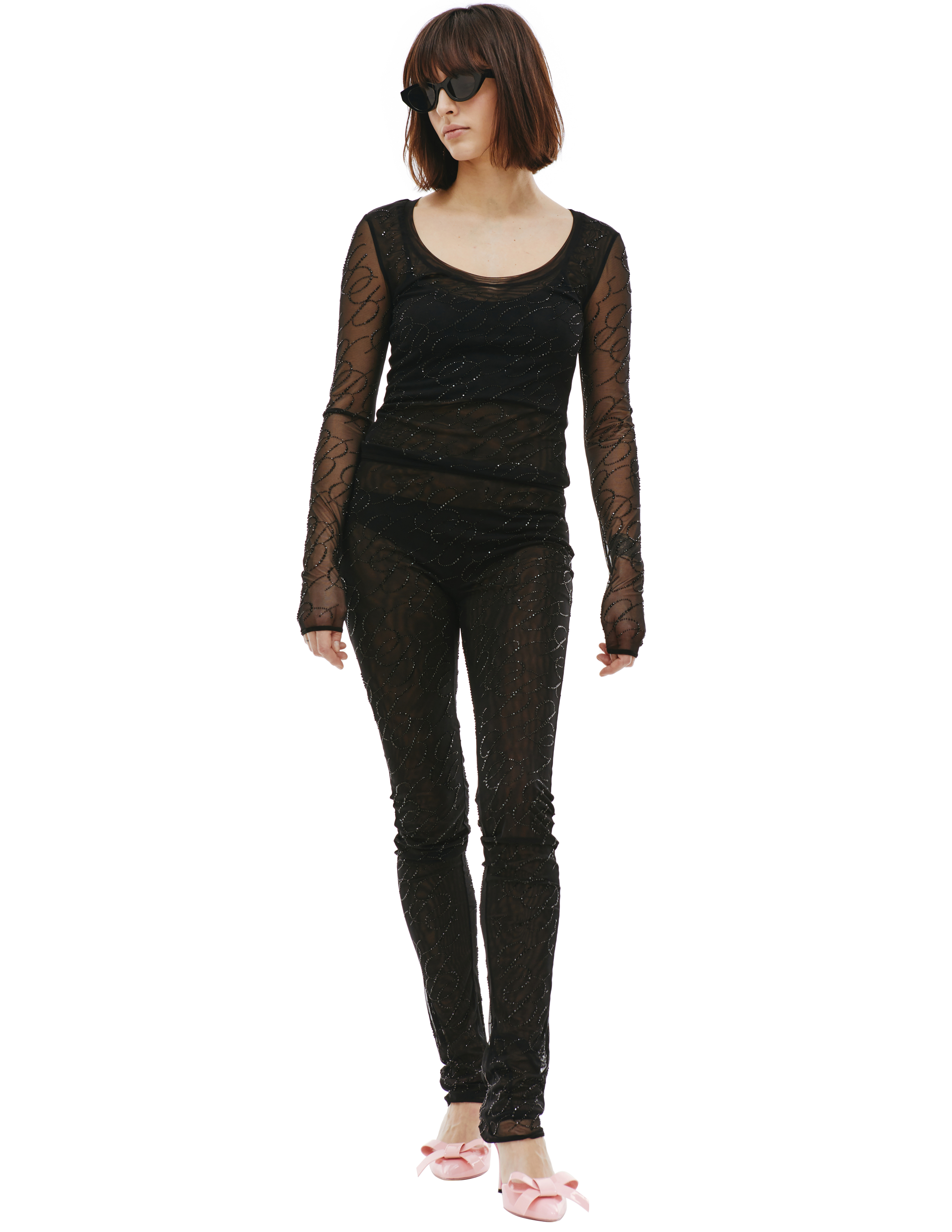 Прозрачные леггинсы со стразами Blumarine P32/2P074A/N0990