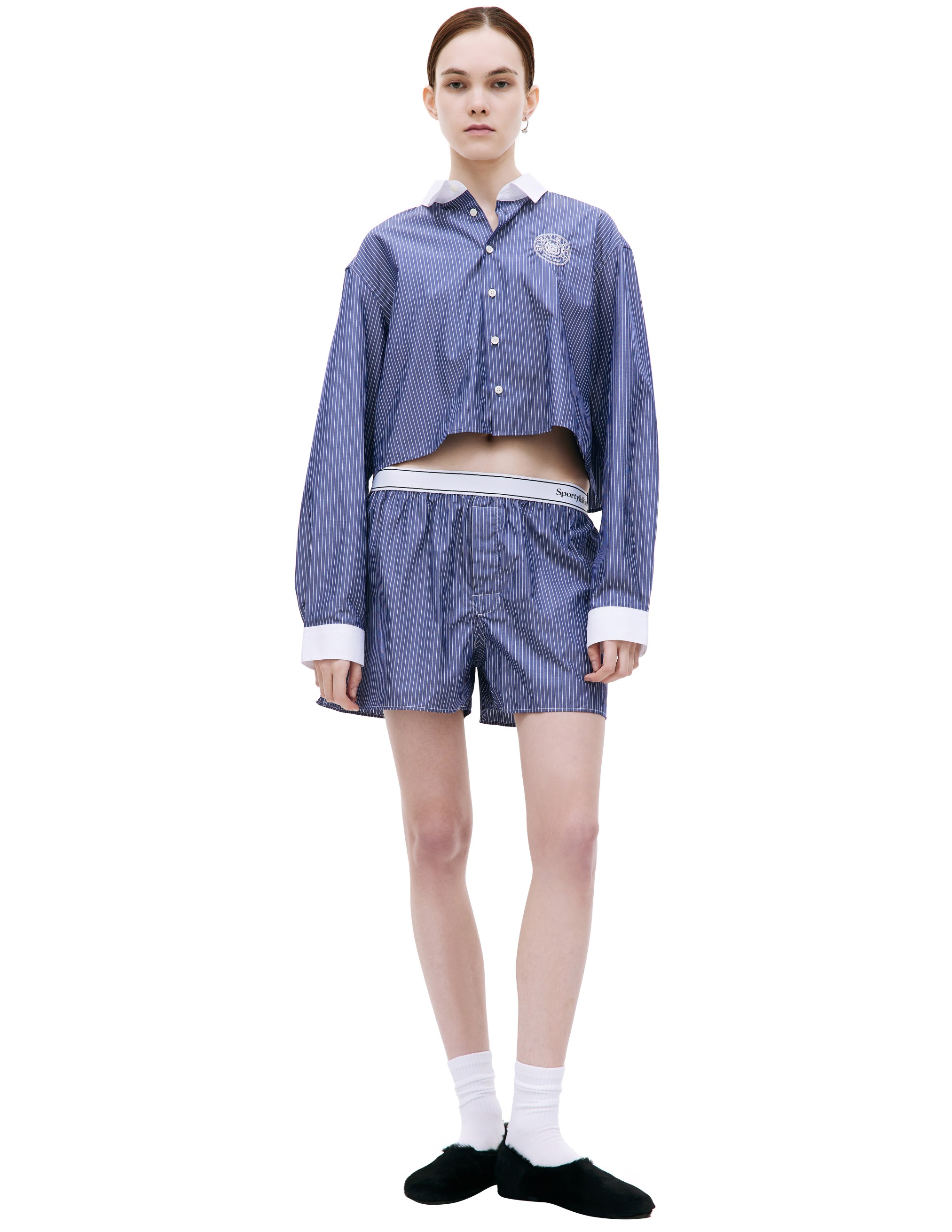 Укороченная рубашка в полоску SPORTY & RICH STAW2320BS