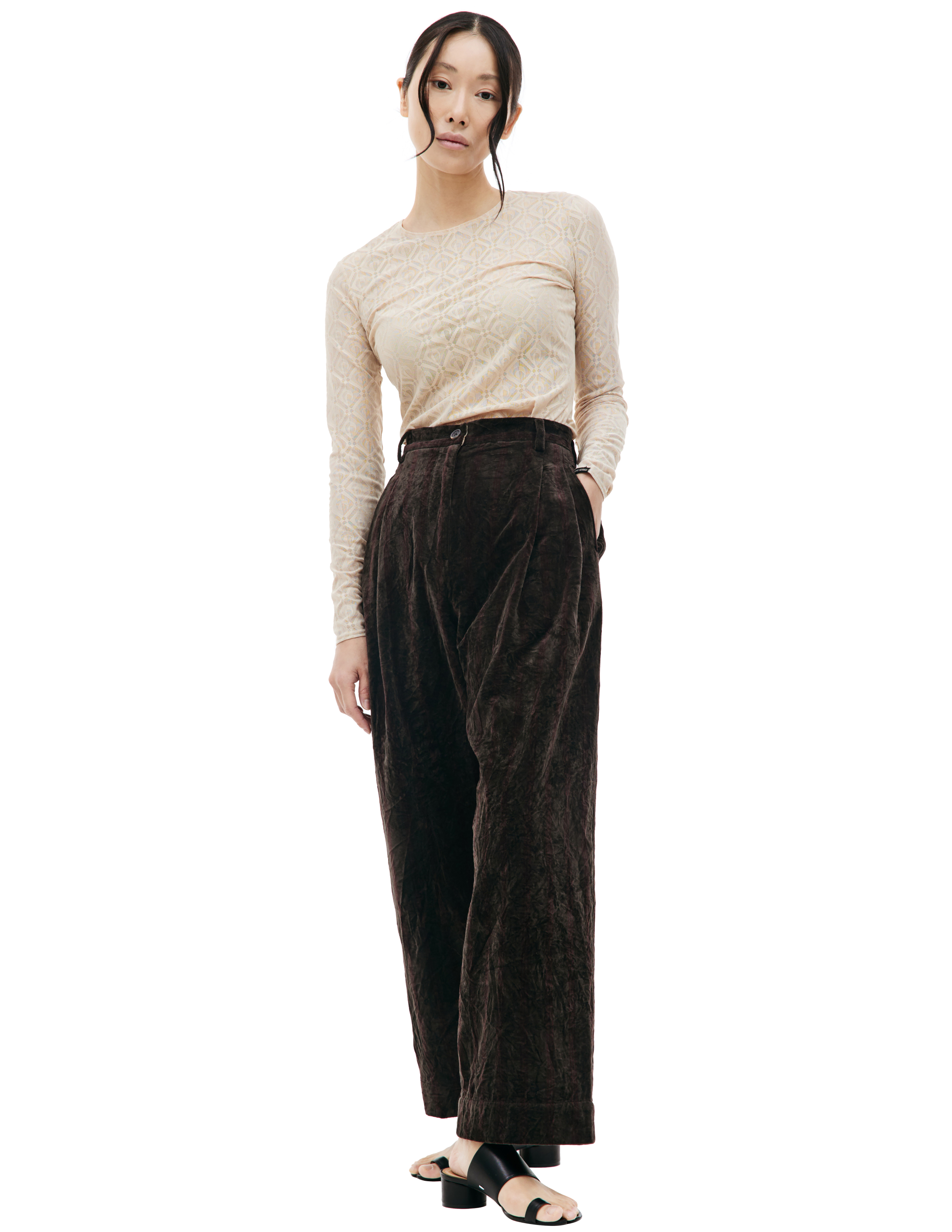 Бархатные брюки в полоску Ziggy Chen 0W2330507