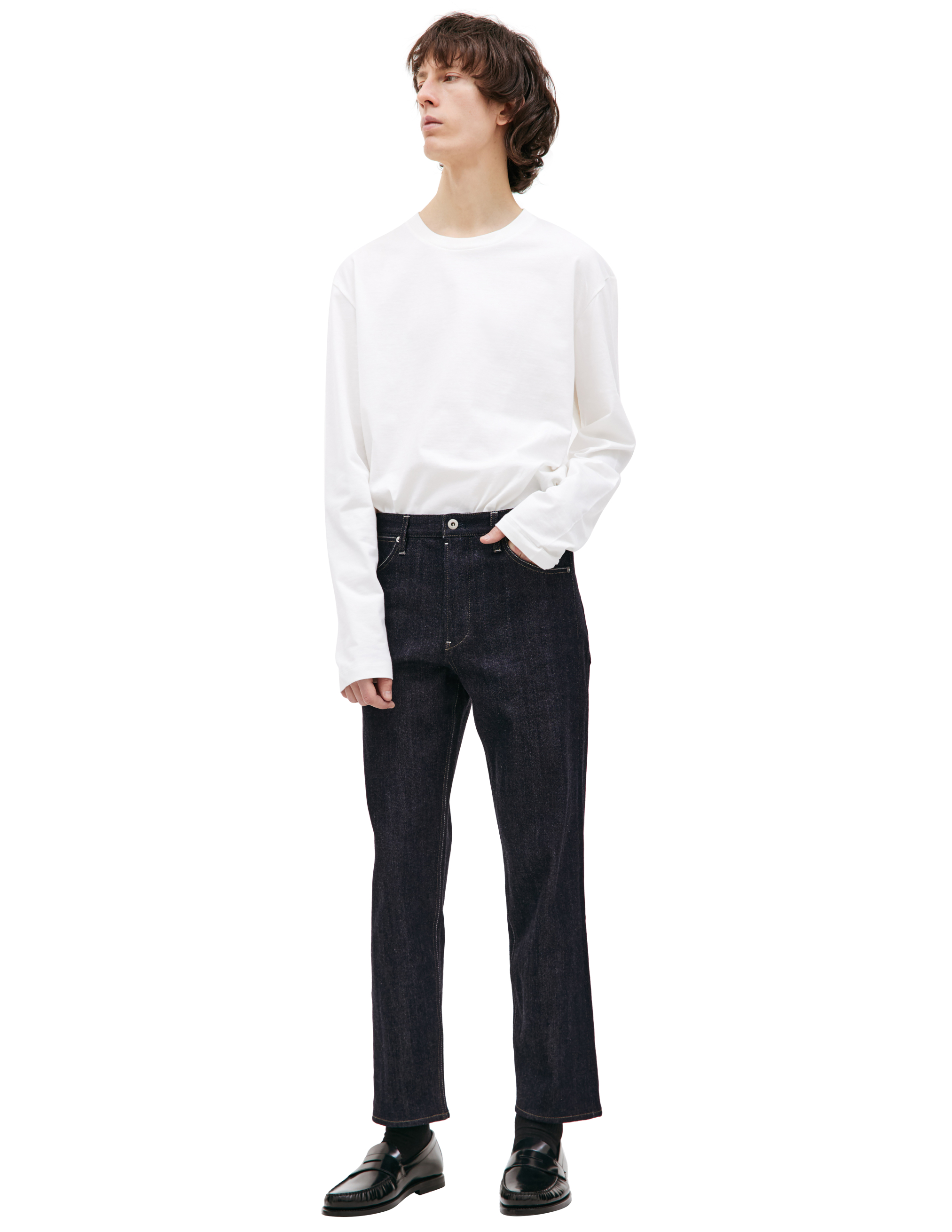Прямые синие джинсы Jil Sander J47KA0003/J46569/405