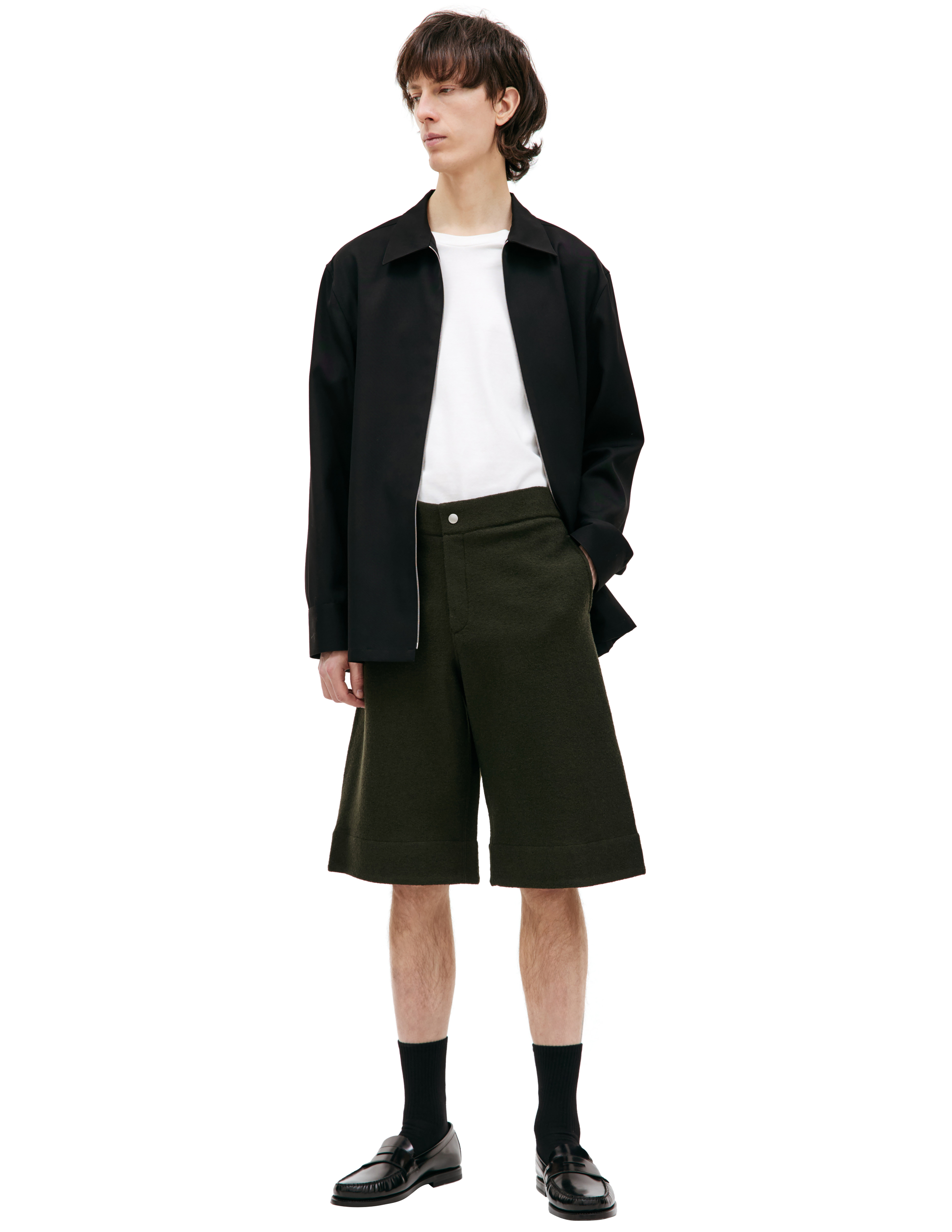 Зеленые шерстяные шорты Jil Sander J47MU0116/J41423/308