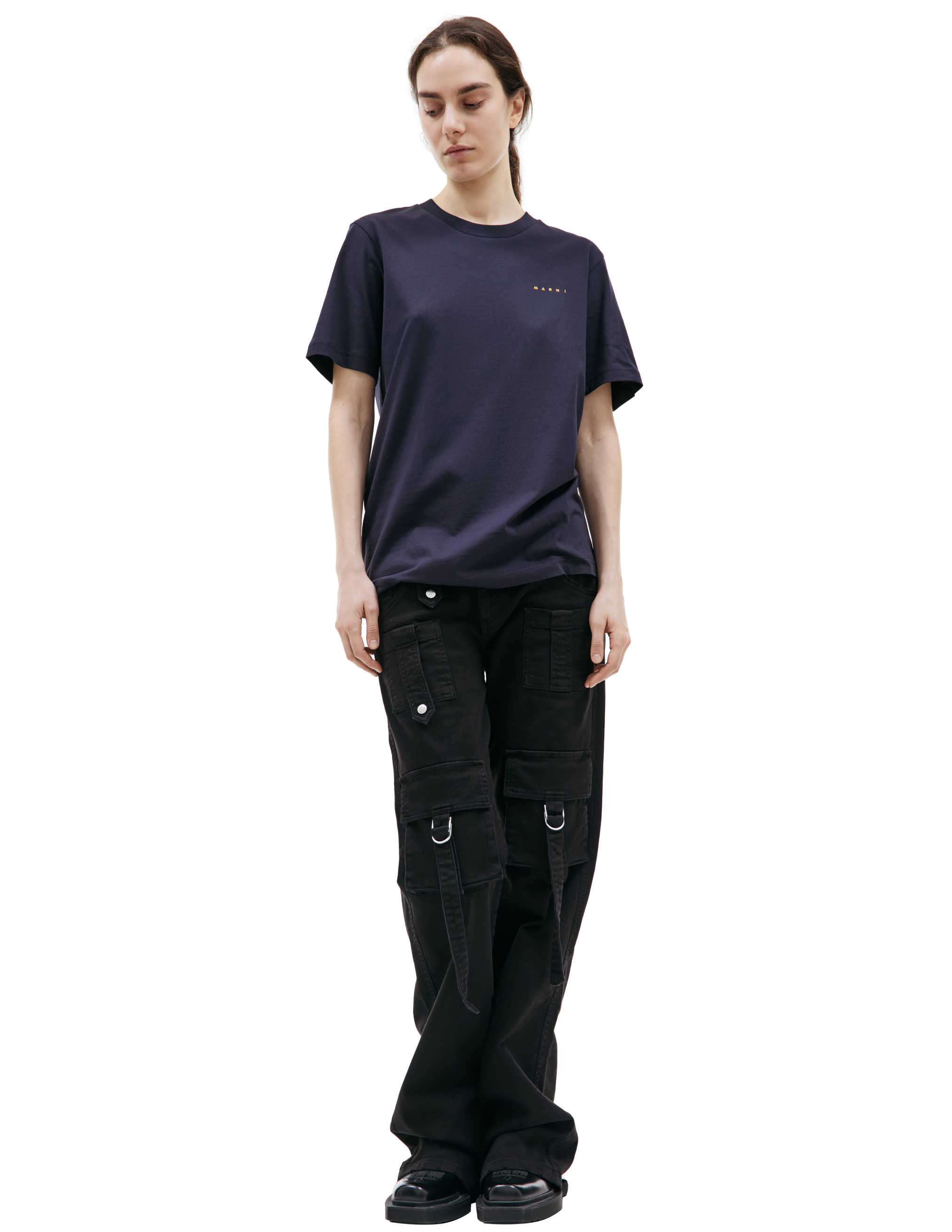 Футболка с логотипом Marni HUMU0198X1/UTCZ57/00B99