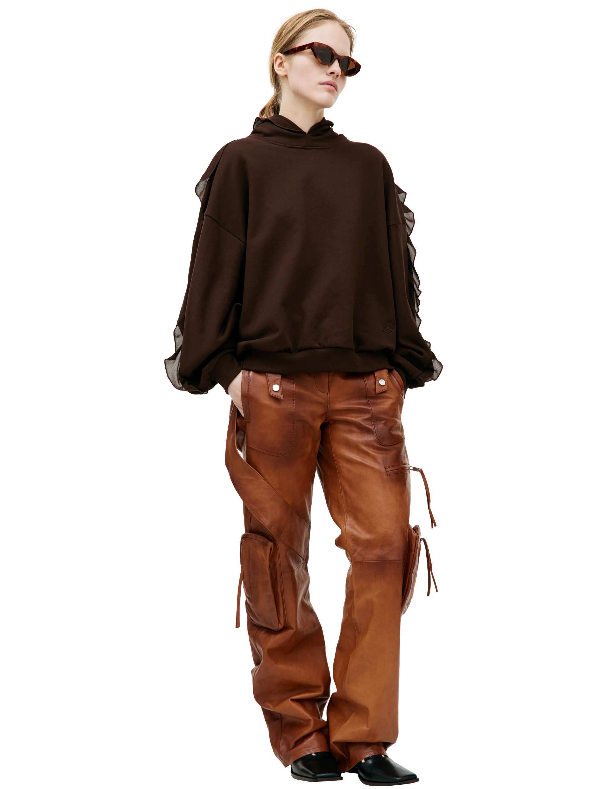 Оверсайз худи с рюшами Blumarine P42/2F020A/N0541