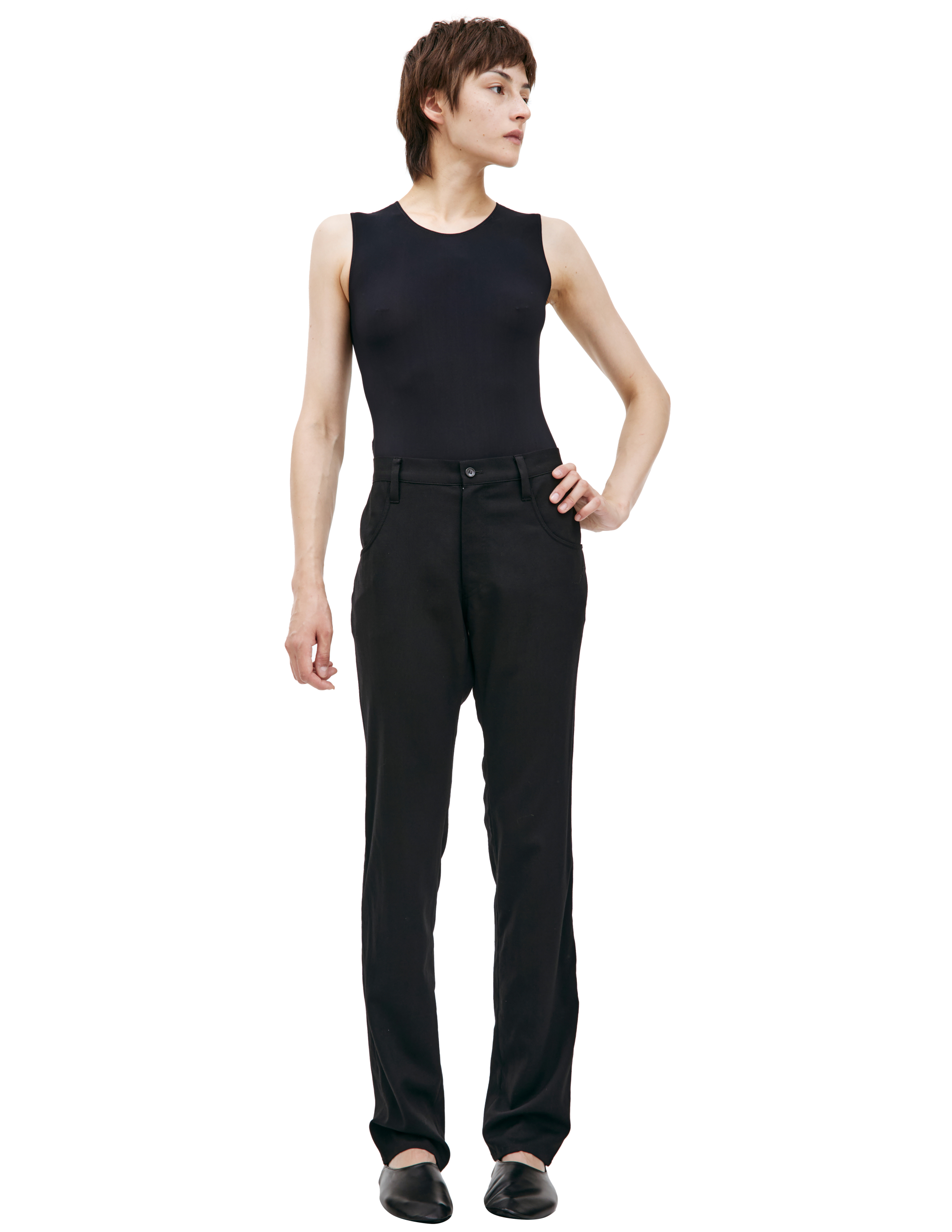 Черные шерстяные брюки Yohji Yamamoto FV-P01-128/blk