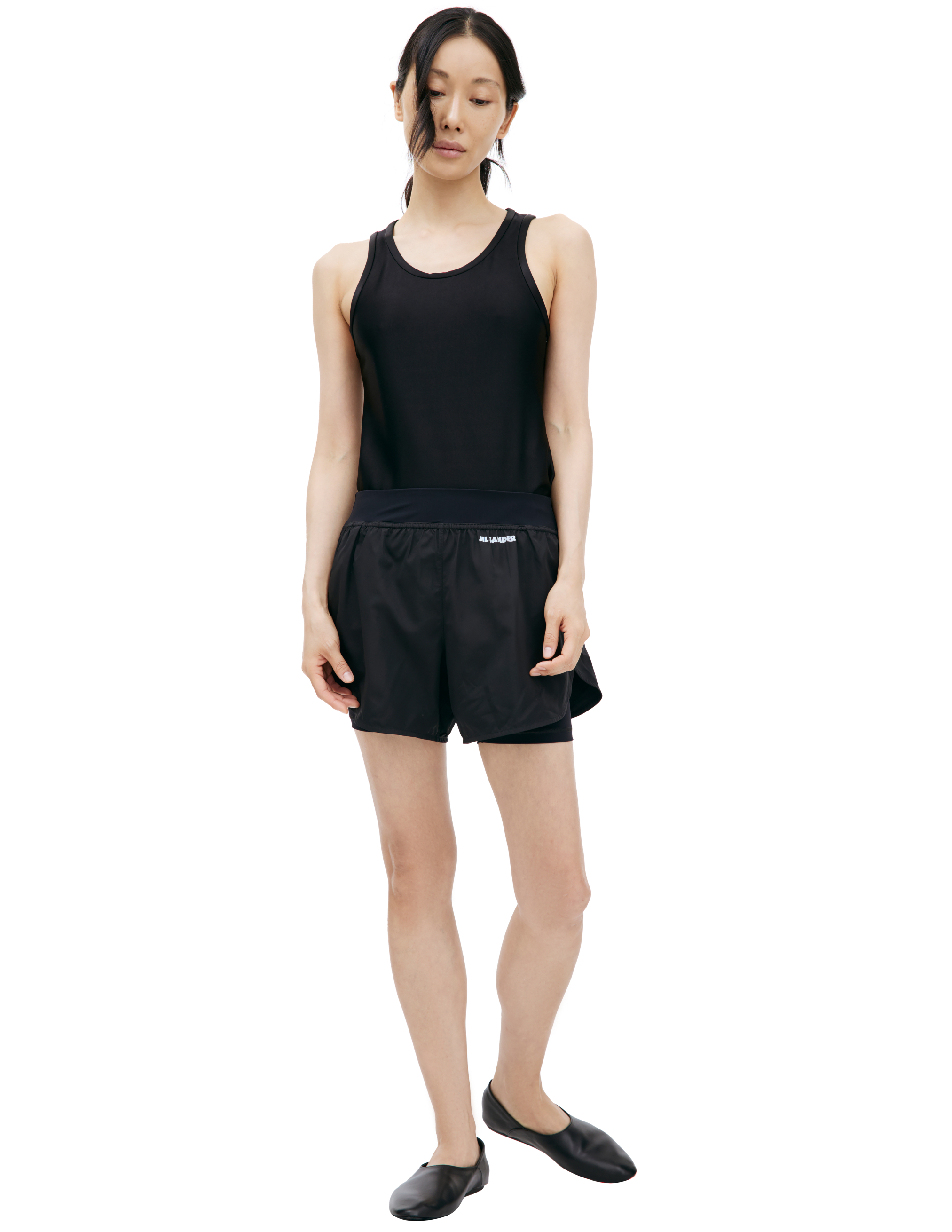 Двуслойные шорты с логотипом Jil Sander J40KA0027/JTN158/001