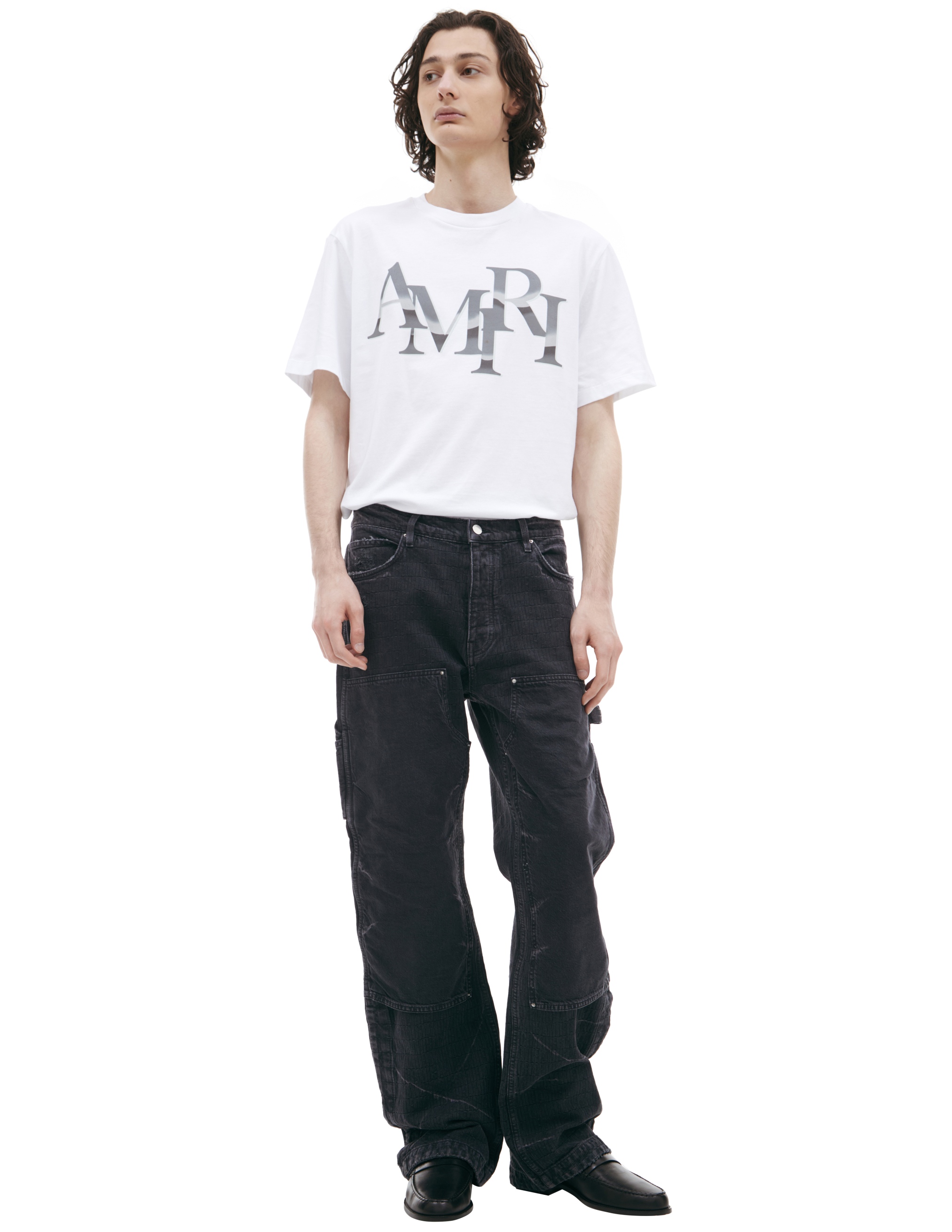 Хлопковые джинсы с потертостями AMIRI AW3MDF012-518