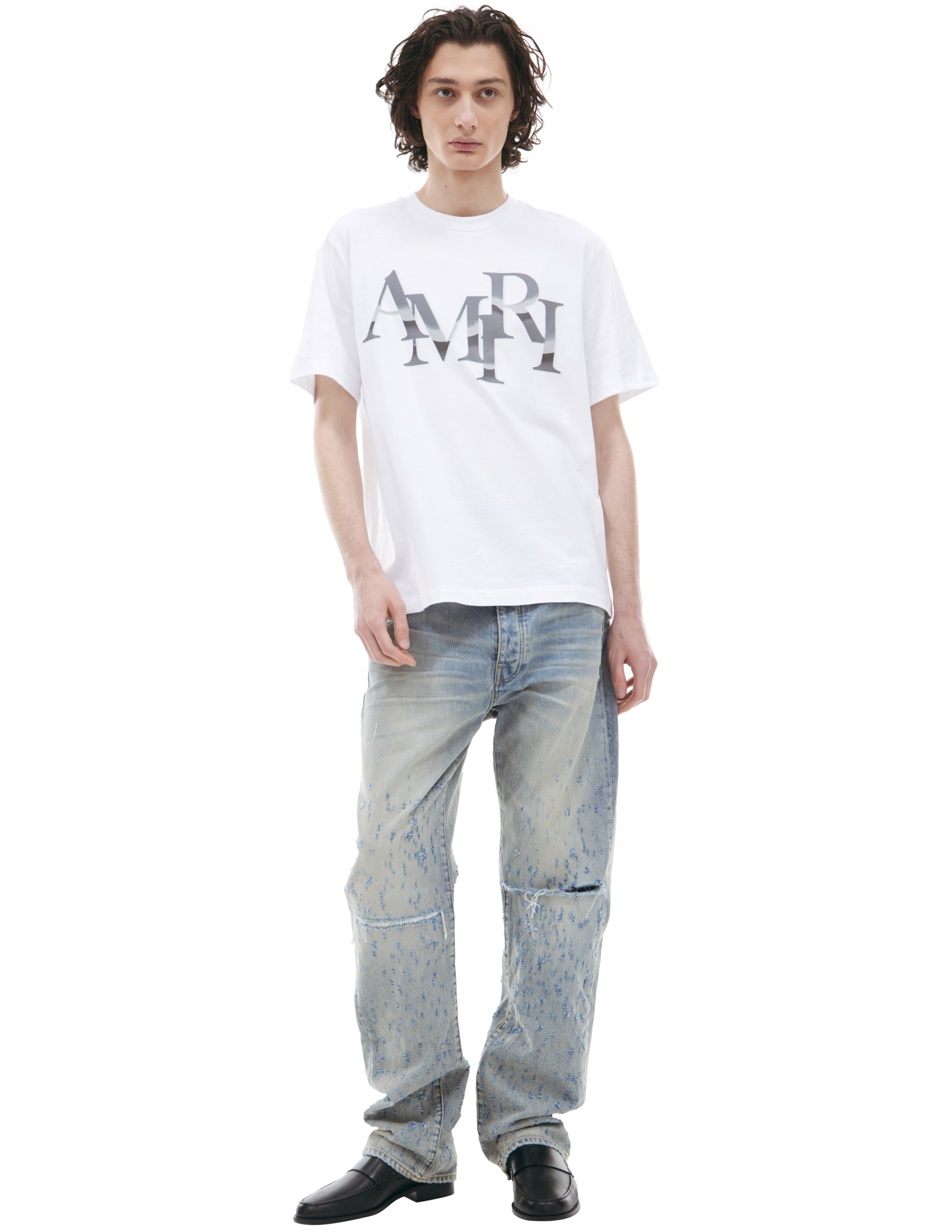 Белая футболка с логотипом AMIRI PS24MJL020