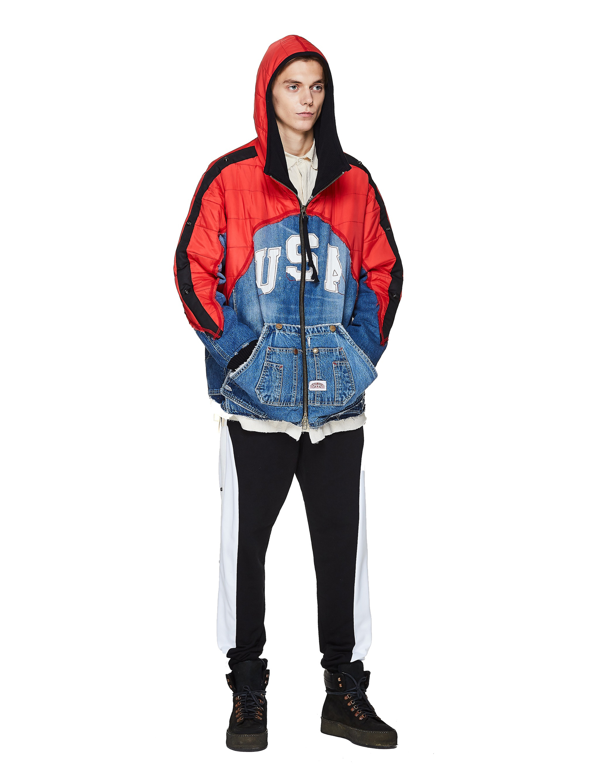 Черные брюки с лампасами Greg Lauren M208-M/blk
