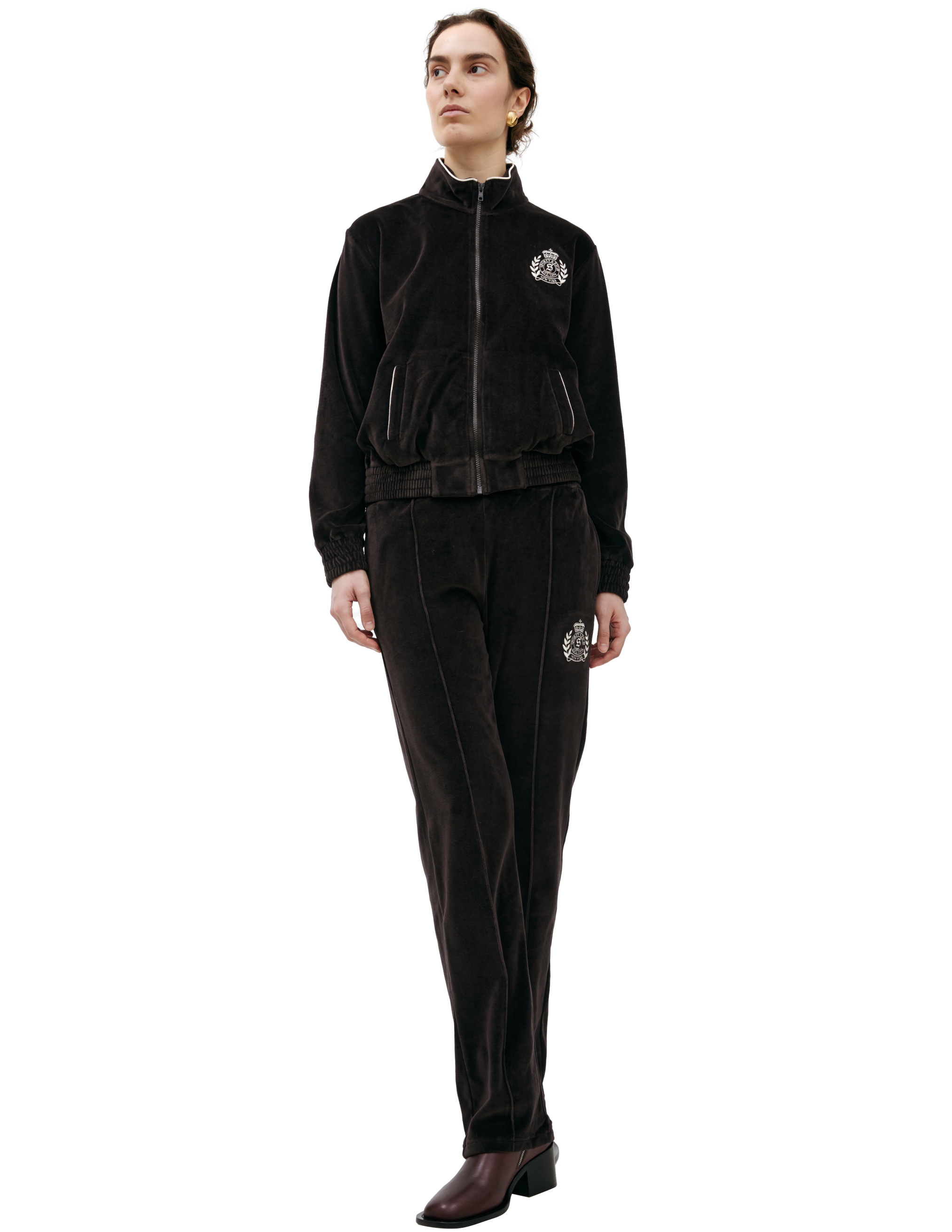 Велюровая куртка с логотипом SPORTY & RICH JA063512243BR03