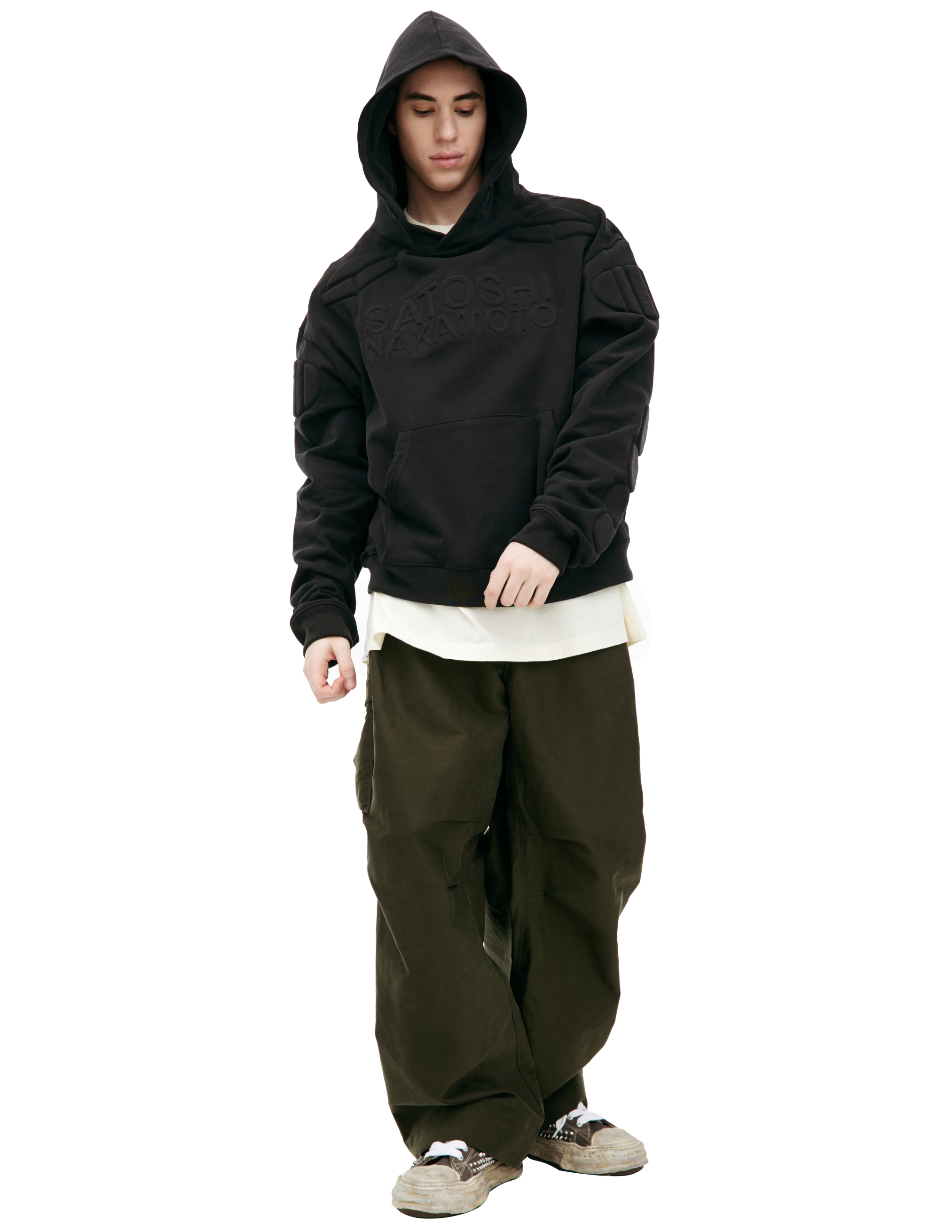 Черное мото худи Satoshi Nakamoto FW24HOD004