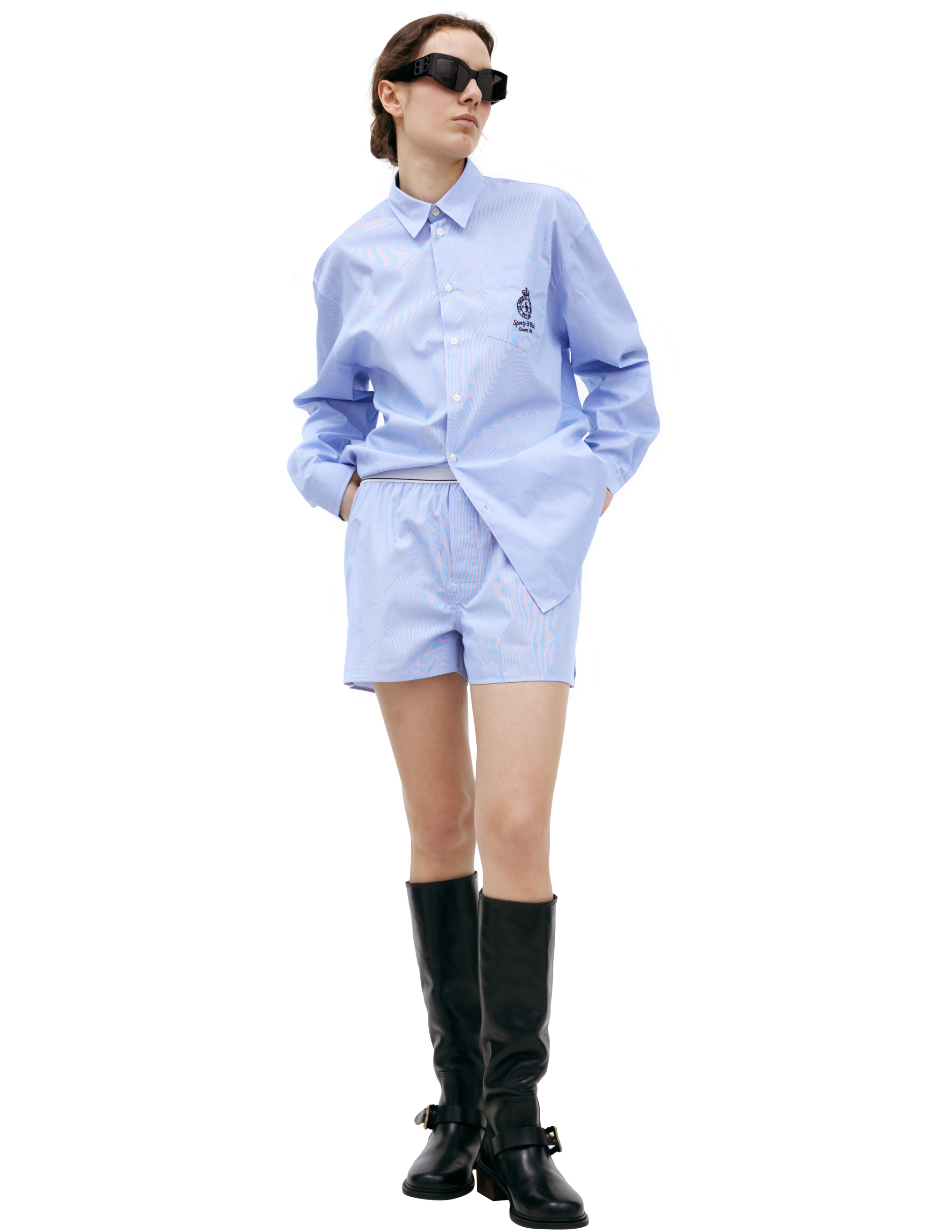 Хлопковые шорты с логотипом SPORTY & RICH SH015512314ST03