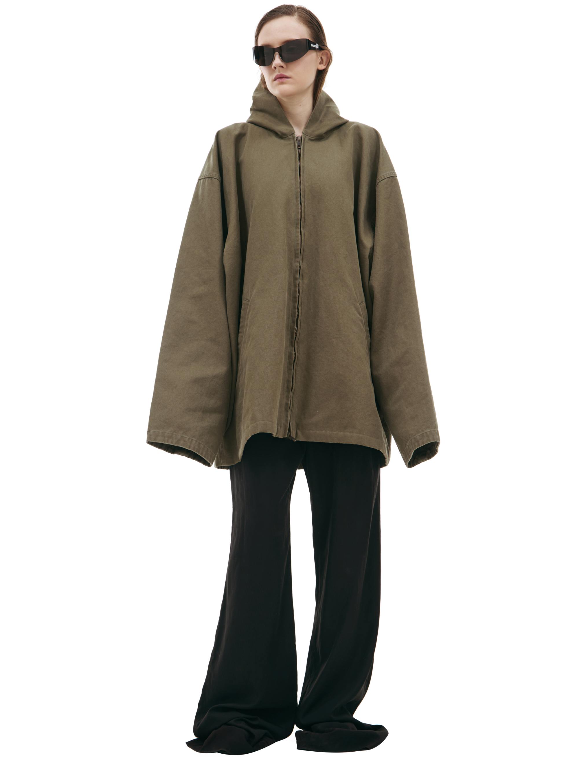 Хаки куртка с капюшоном Balenciaga 808823/TRP10/3420