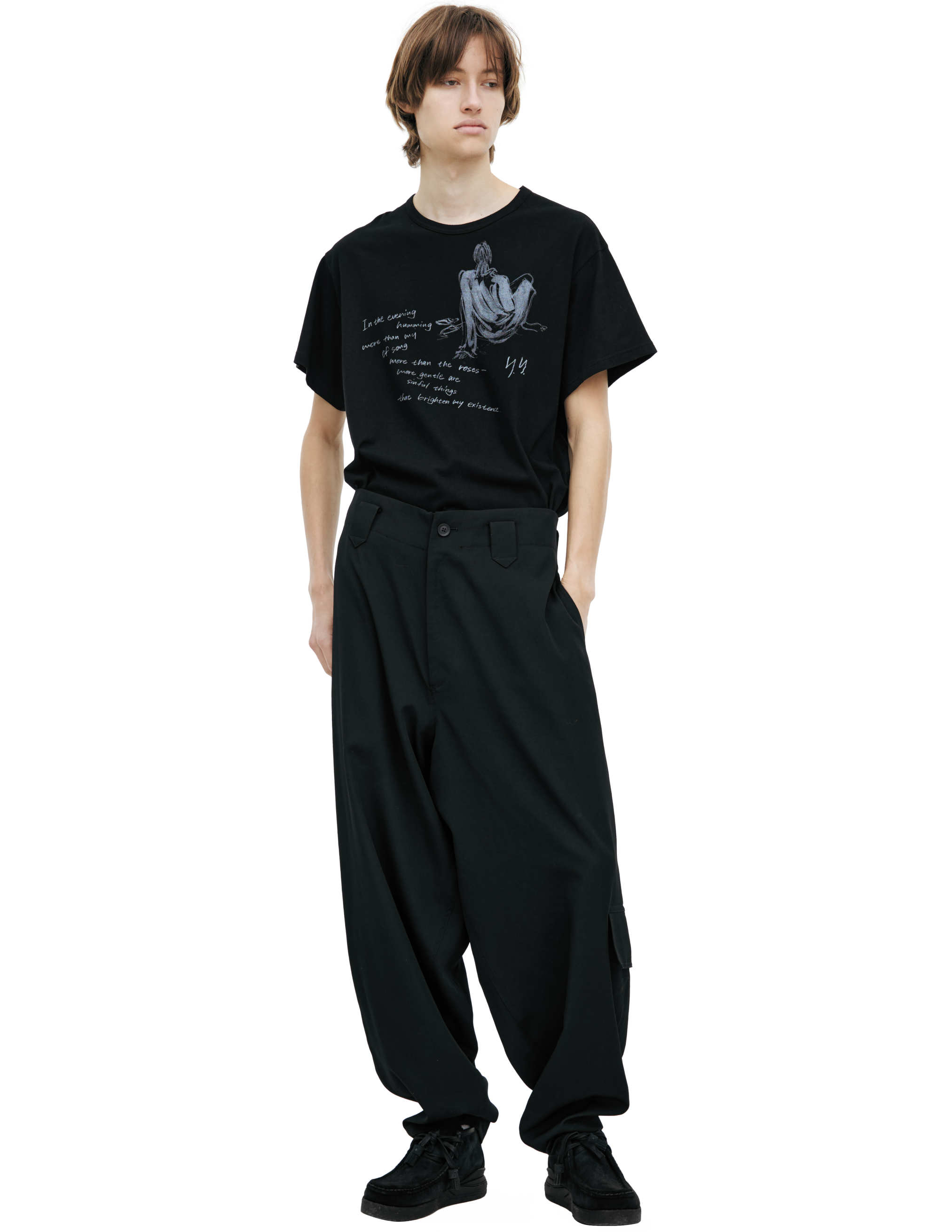 Черные брюки из шерсти Yohji Yamamoto HP-P12-100