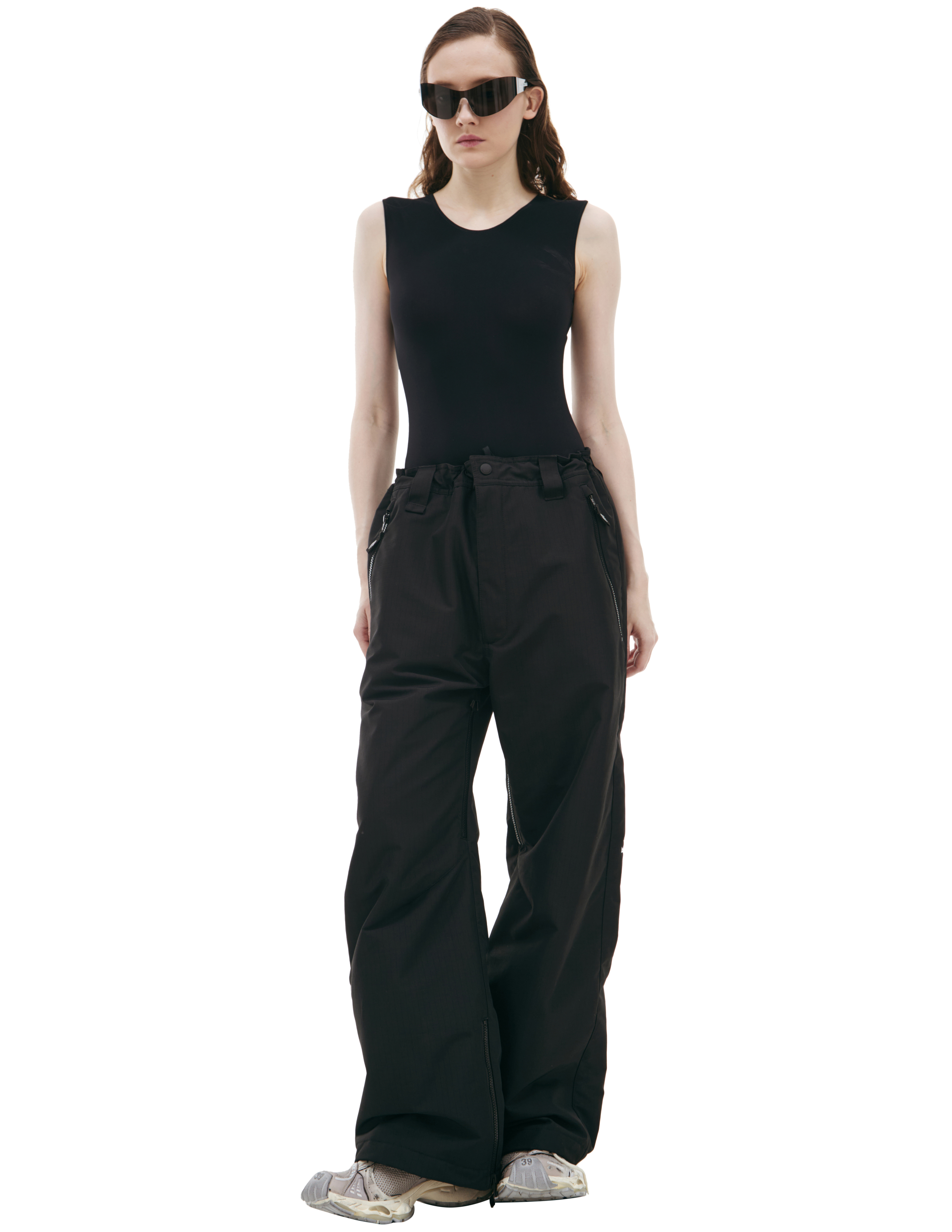 Черные брюки с логотипом Balenciaga 809481/TPO41/1000