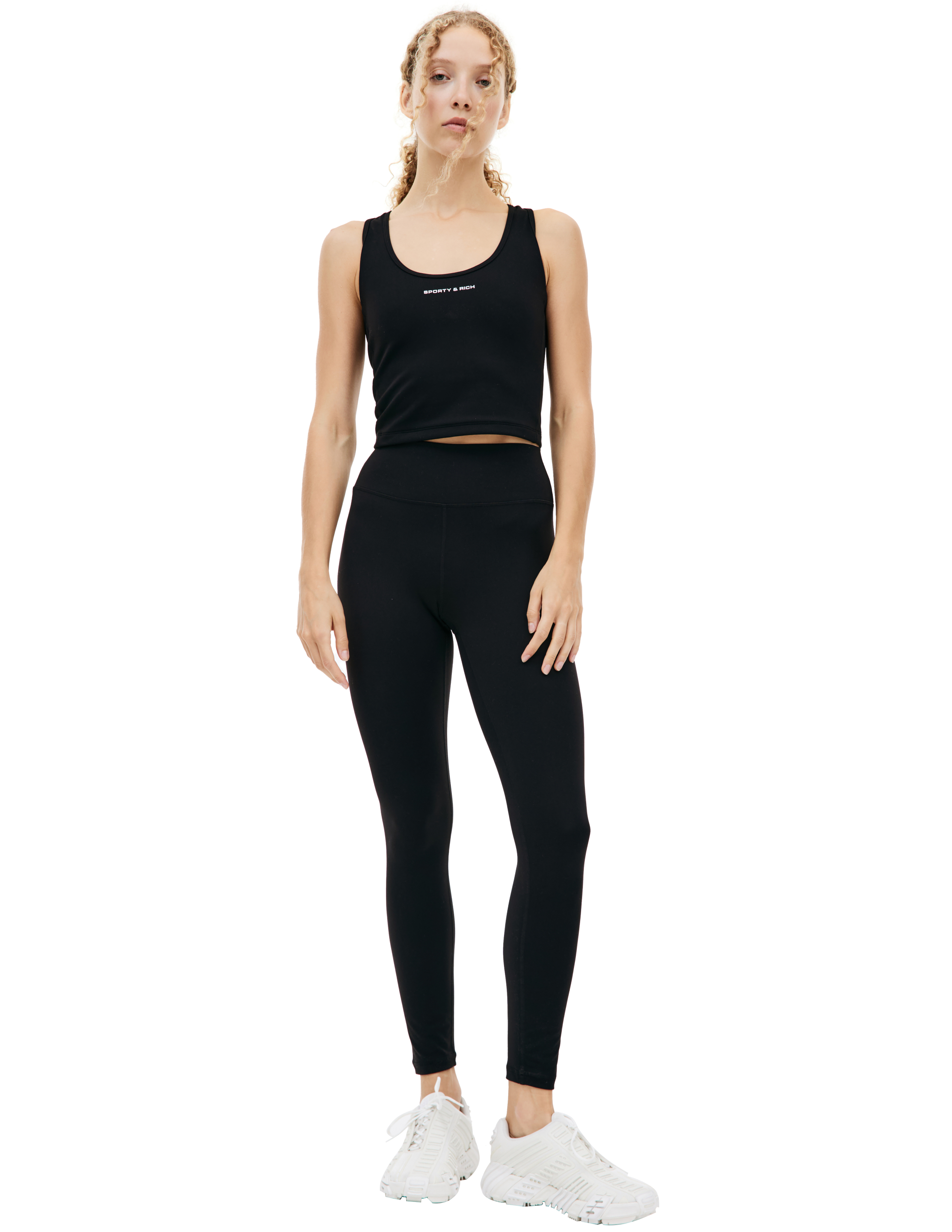 Черные леггинсы с логотипом SPORTY & RICH PA001S405BB