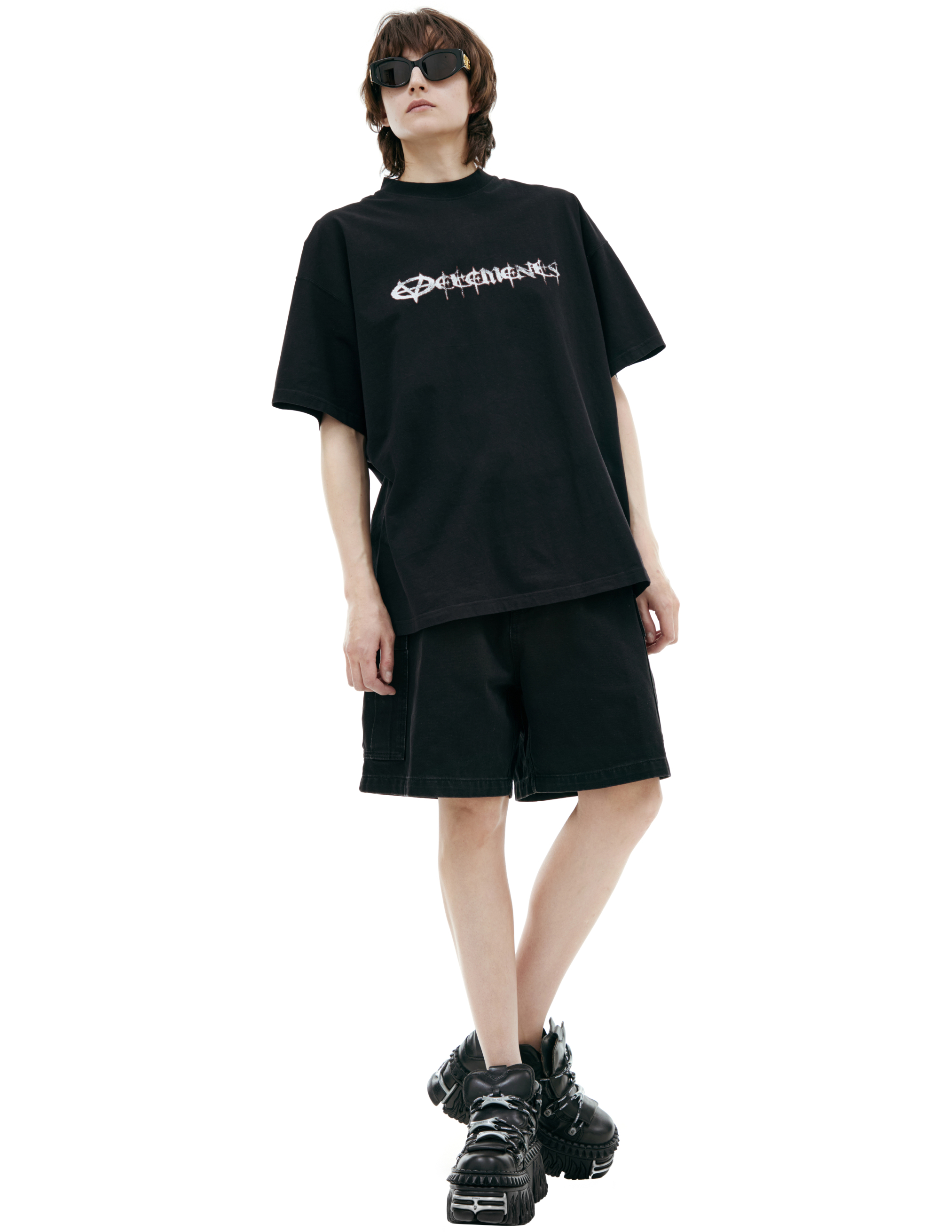Черная футболка с логотипом VETEMENTS UA66TR650B