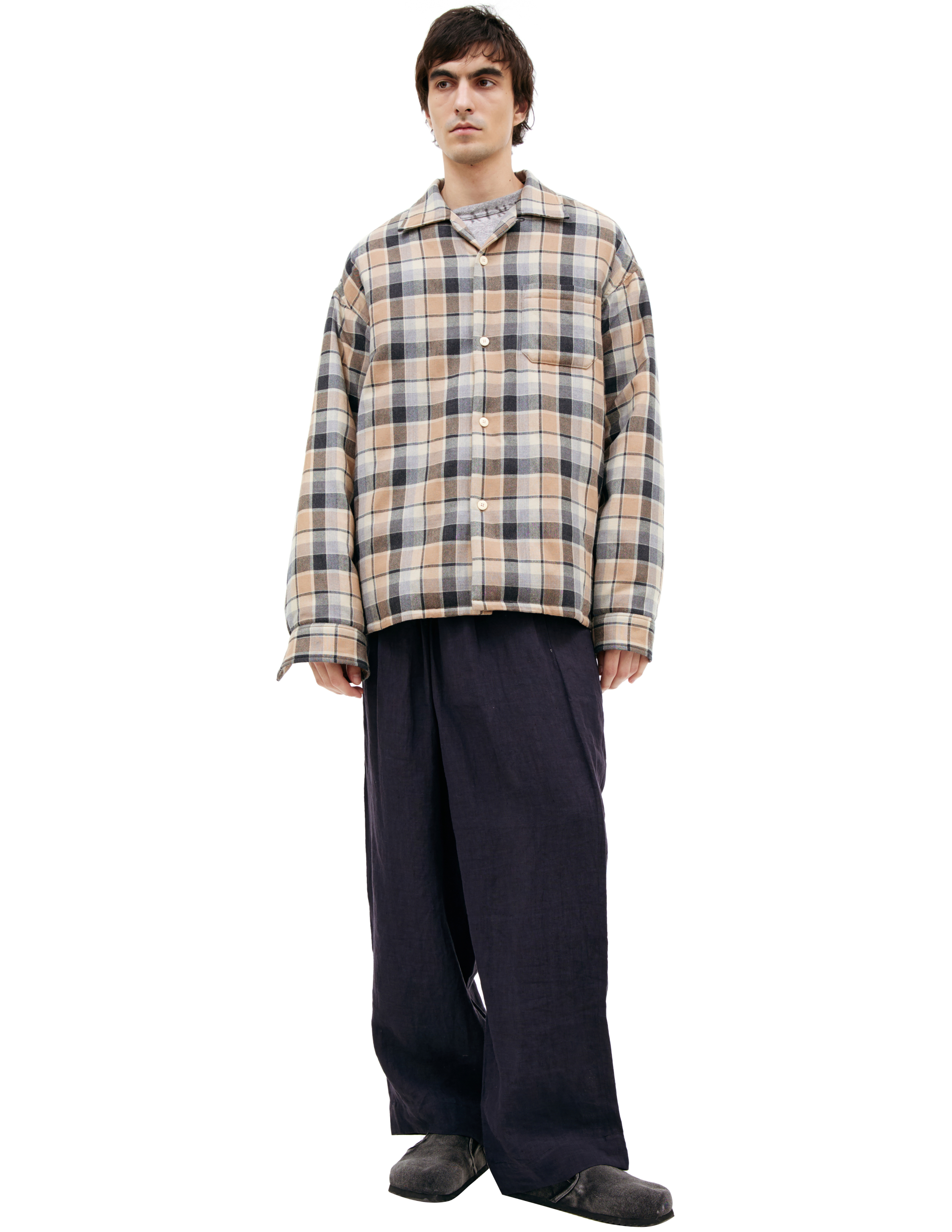 Бежевая куртка в клетку visvim 0125105013001