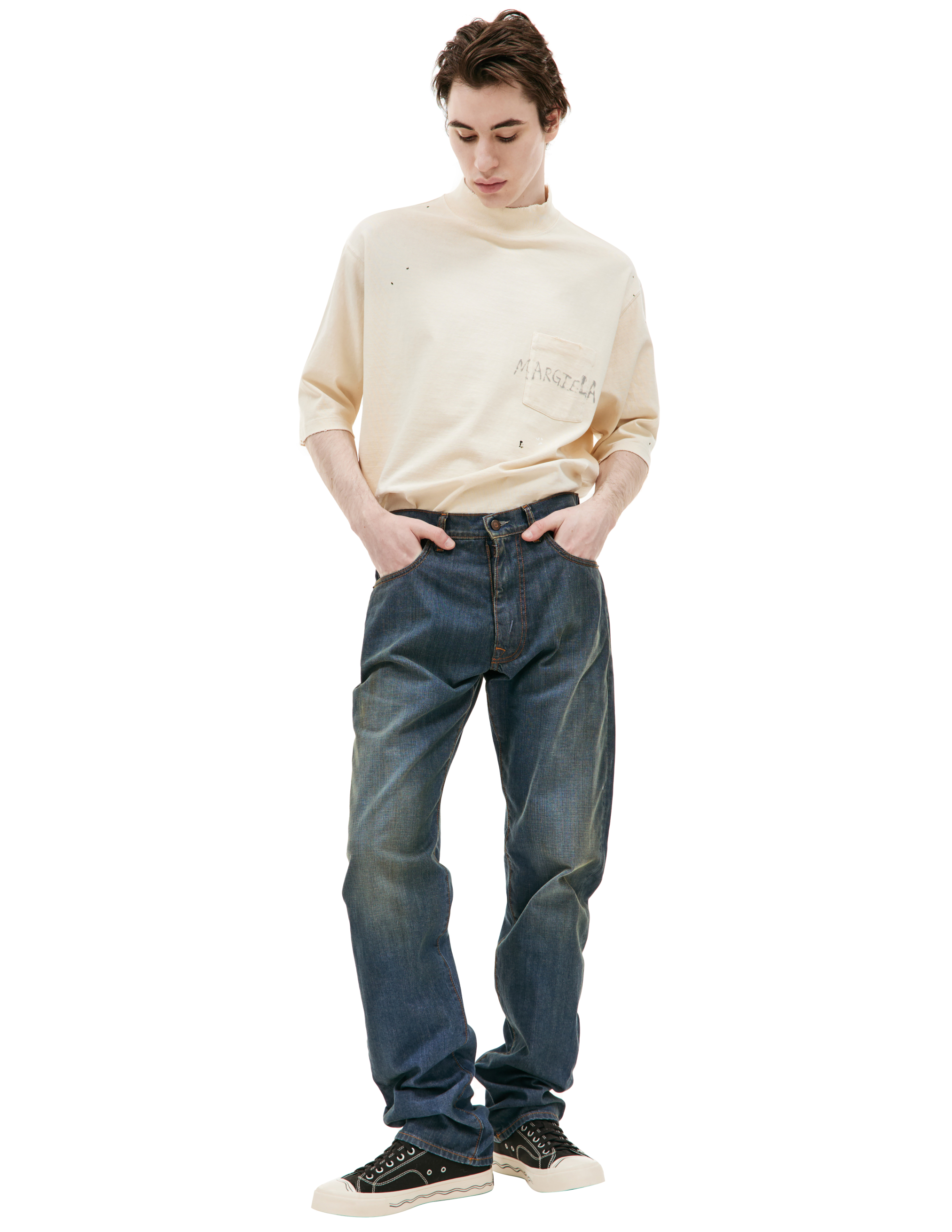 Прямые джинсы с выстиранным эффектом Maison Margiela S50LA0226/S30876/961