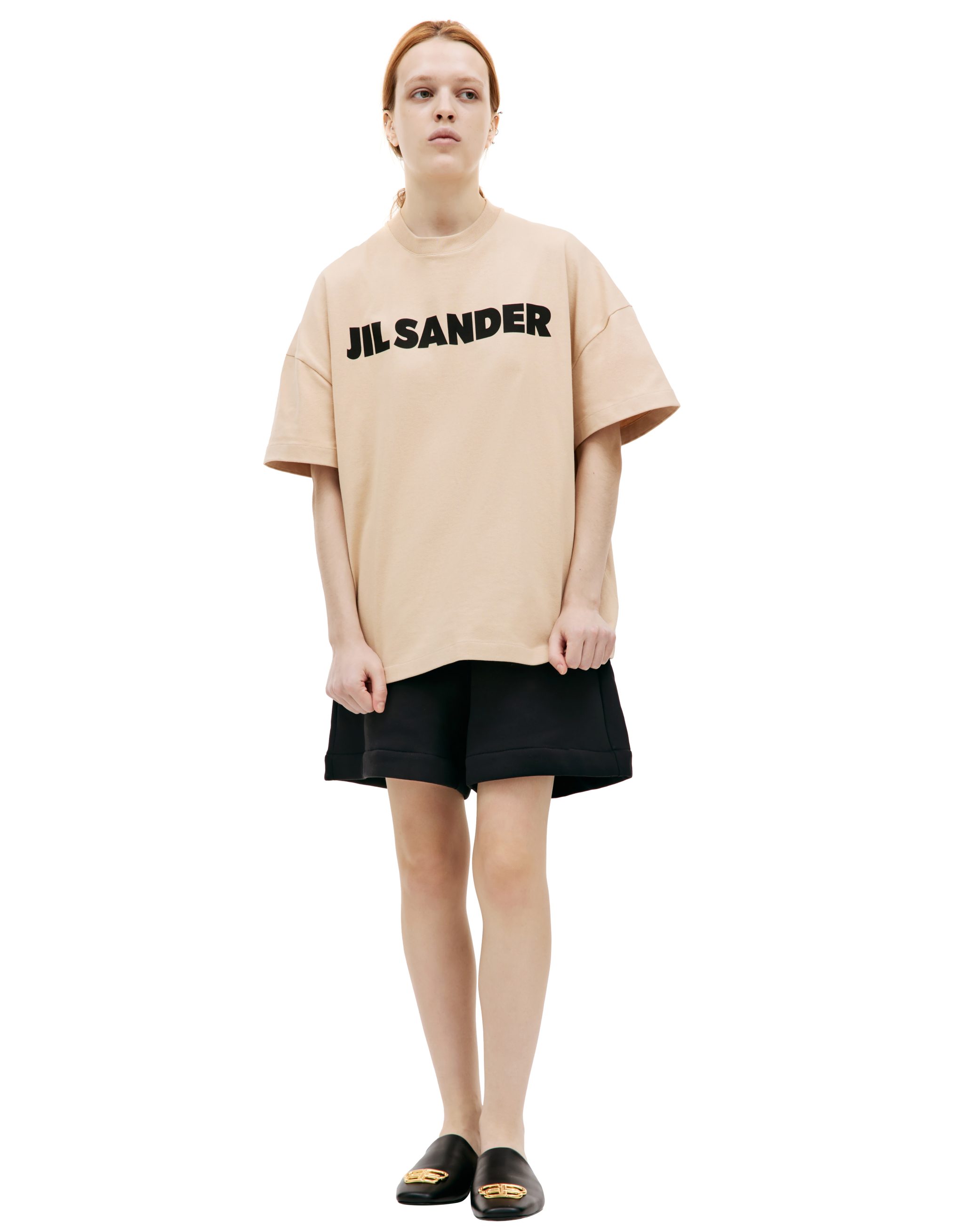Хлопковая футболка с логотипом Jil Sander J21GC0001/J20215/236