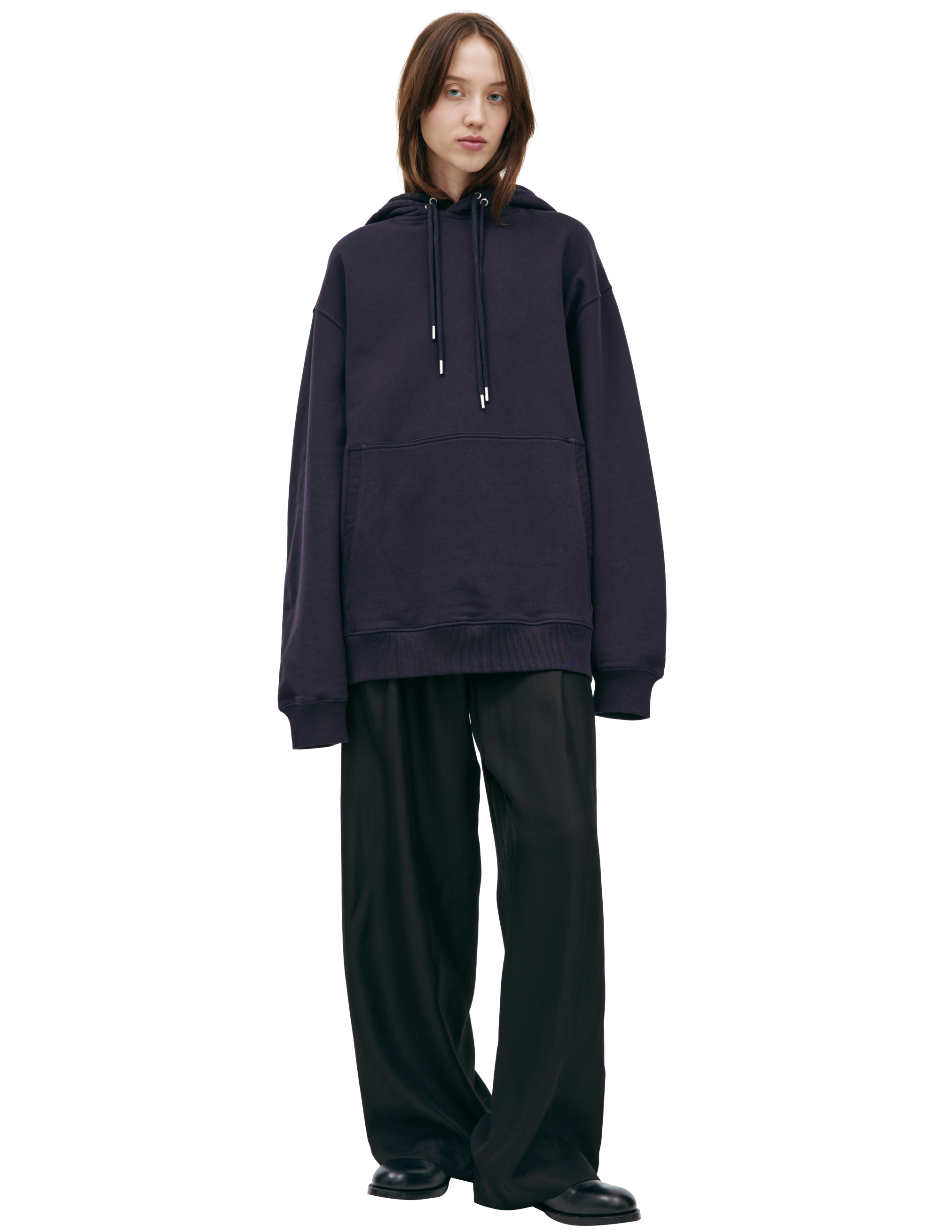 Темно-синее худи с двойным шнурком Dries Van Noten 231-021125-6610-509