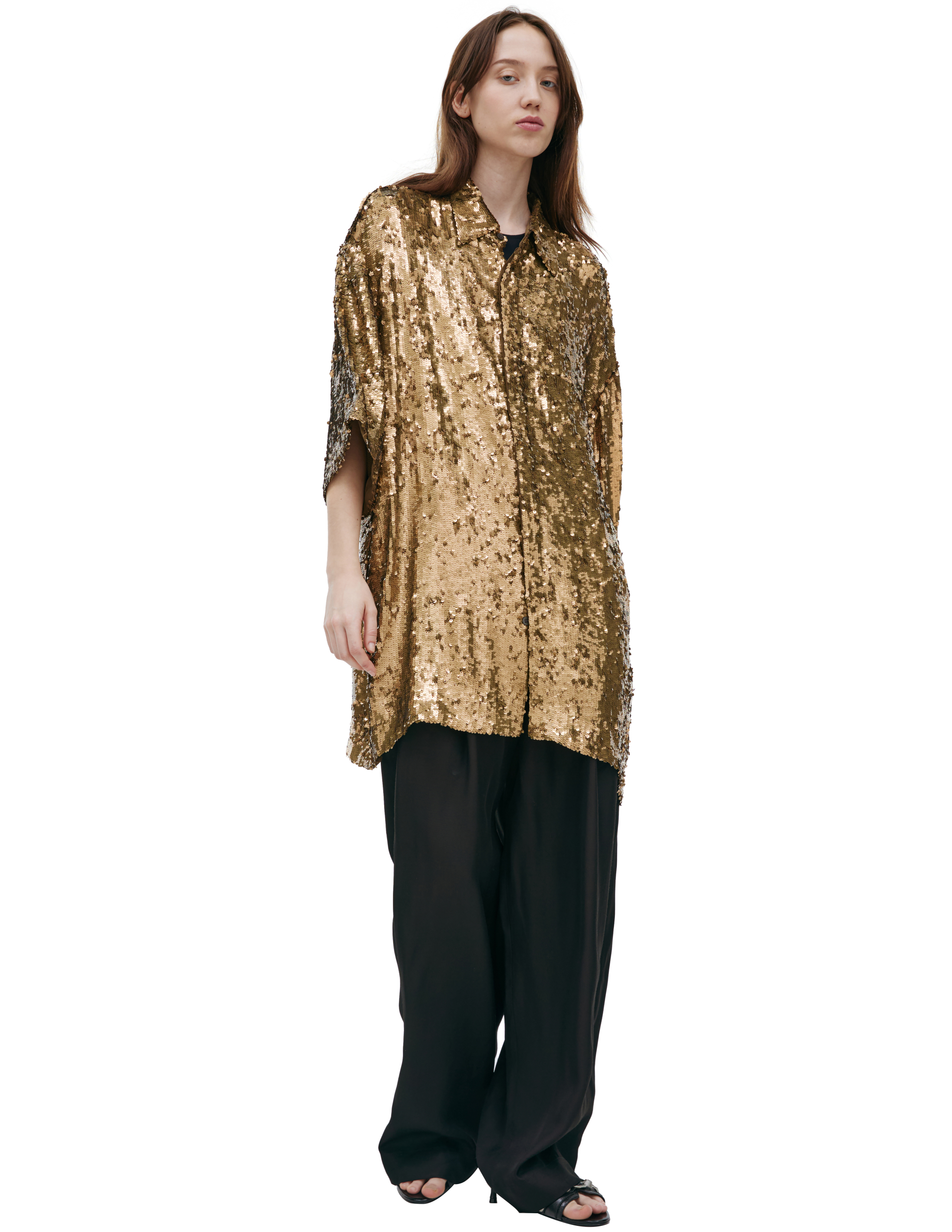 Оверсайз рубашка в пайетках Dries Van Noten 241-020718-8342-954
