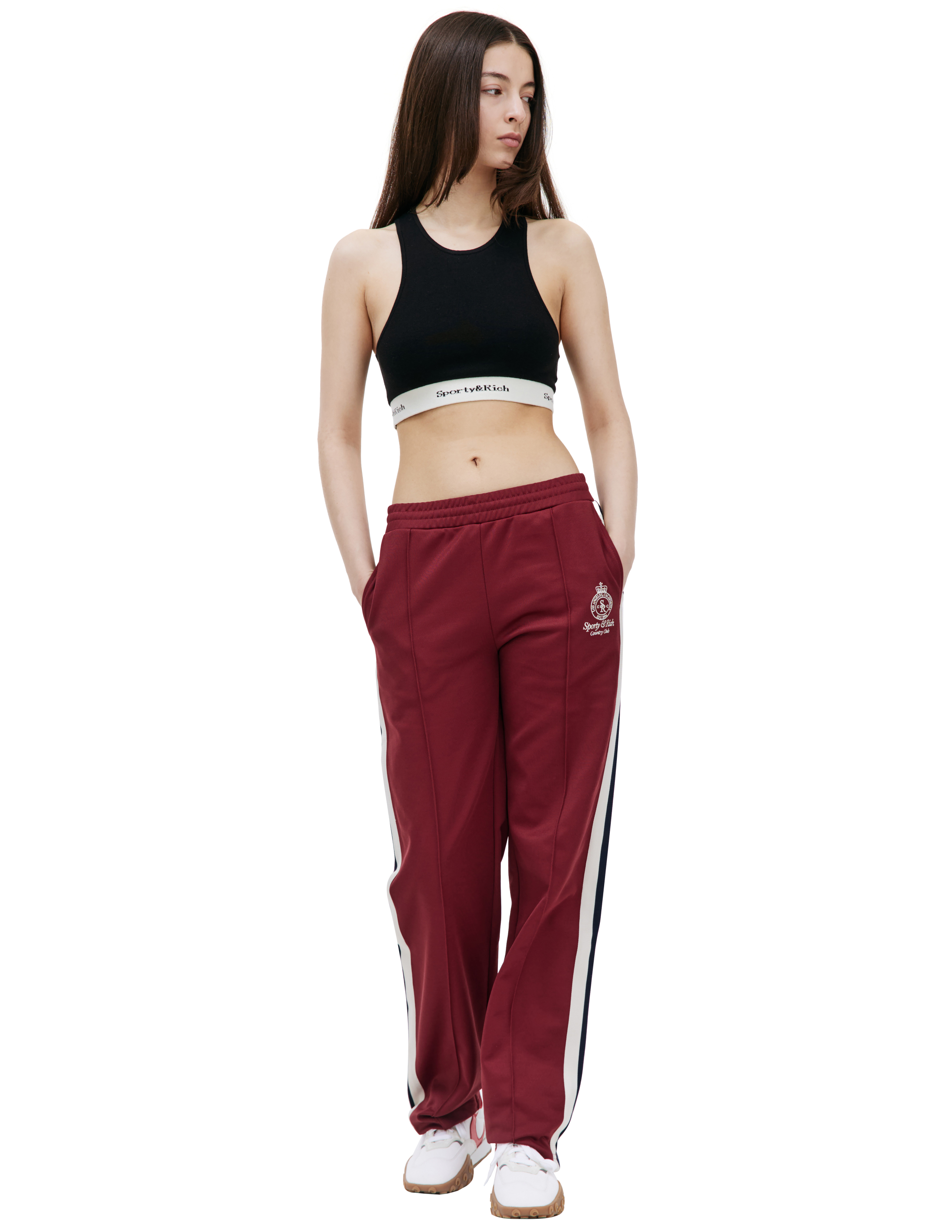 Спортивные брюки Crown с лампасами SPORTY & RICH PAAW234ME