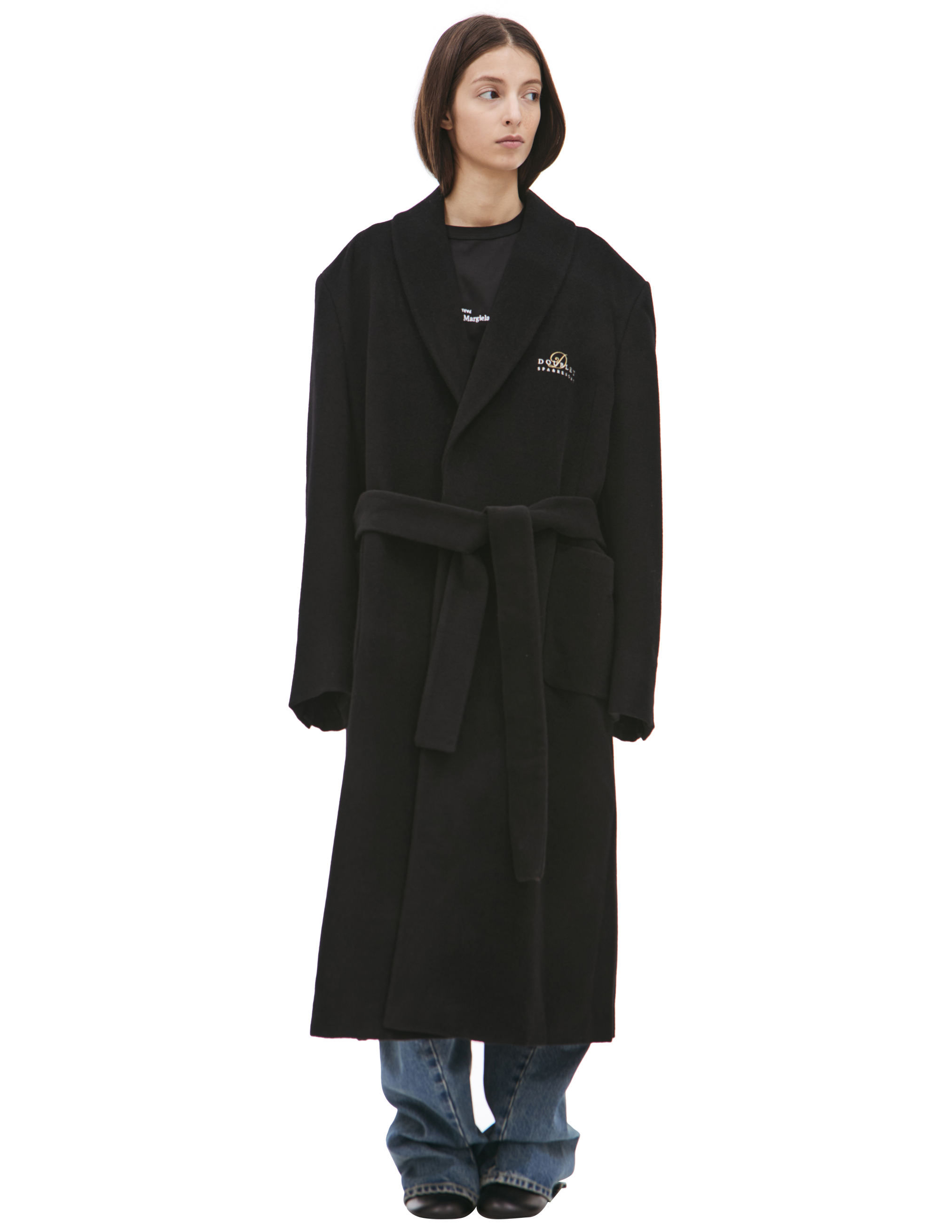 Черное пальто из шерсти Doublet 24AW02CO62