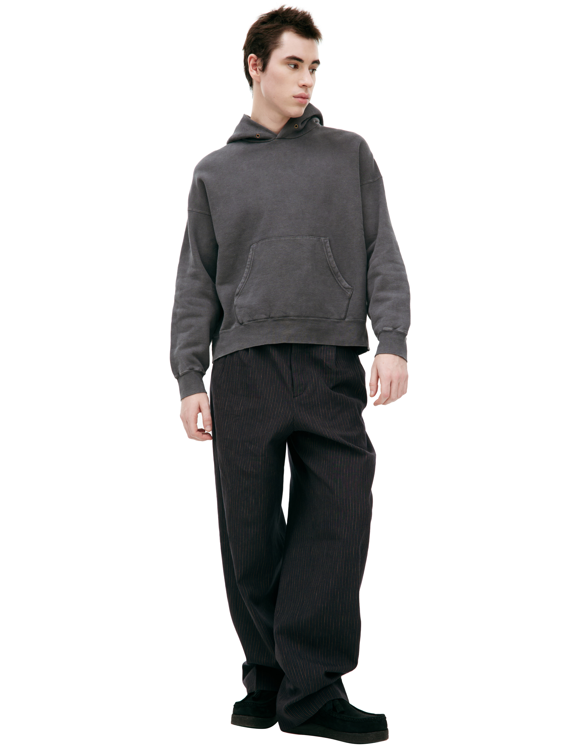 Серое худи с накладным карманом visvim 0124205010019/BLACK