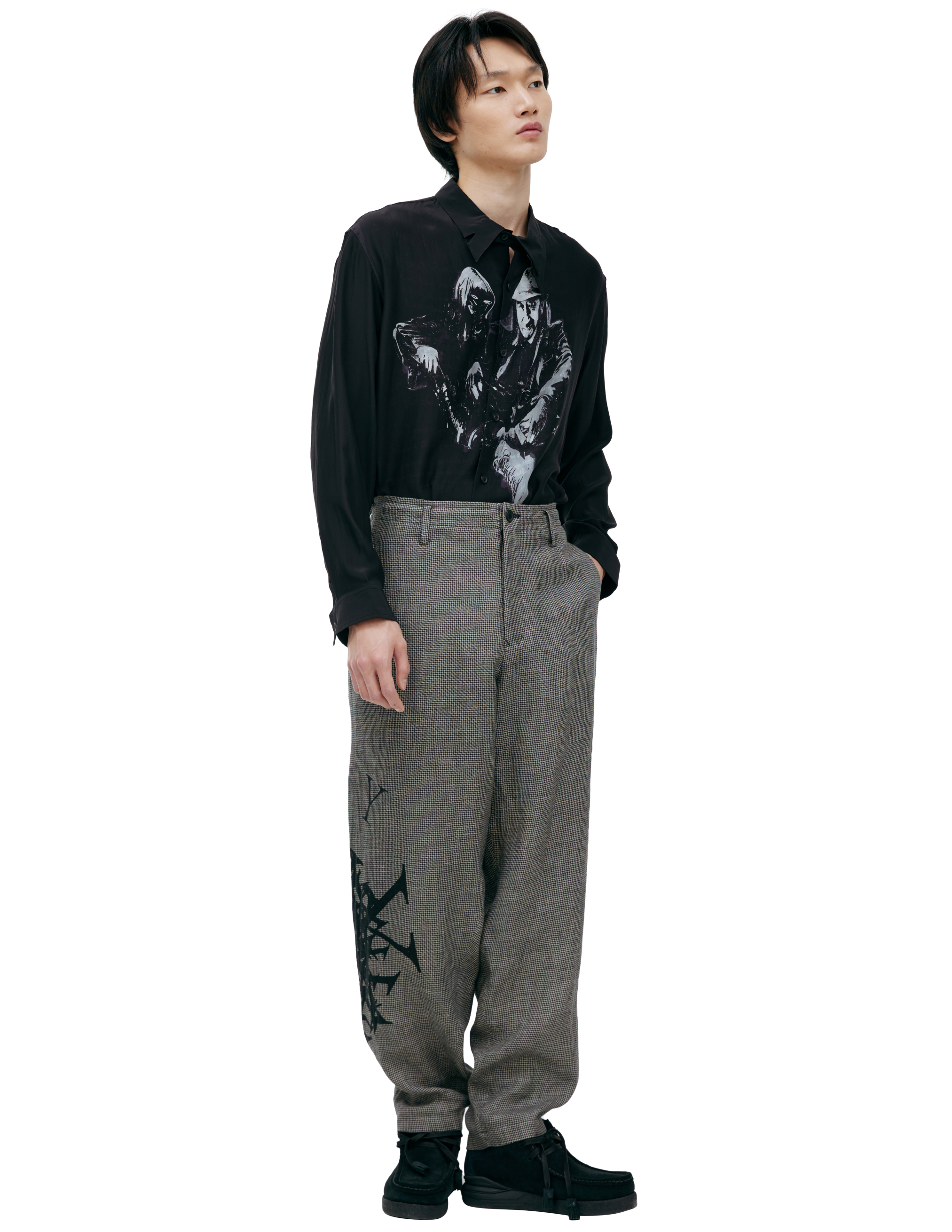 Серые брюки с логотипом Yohji Yamamoto HS-P28-808