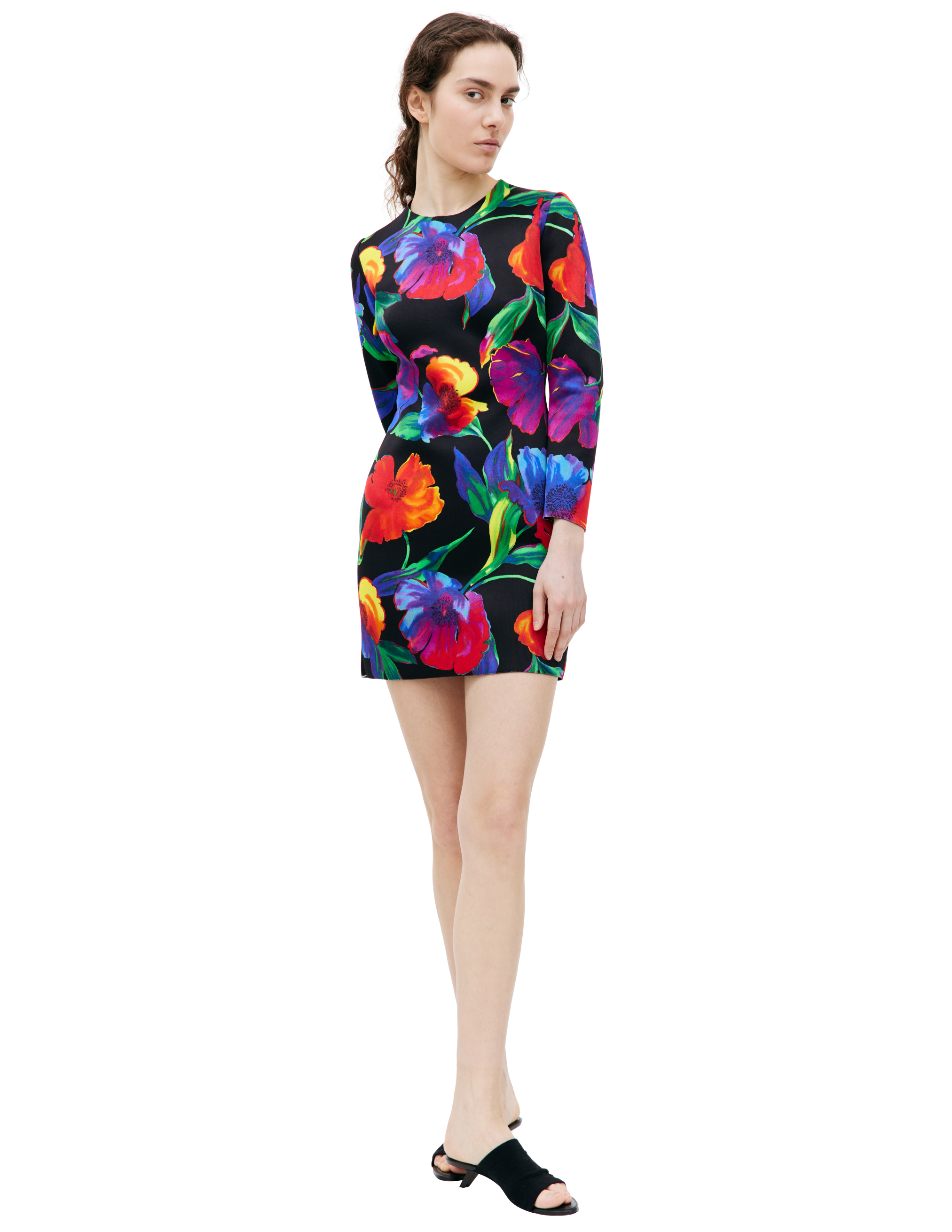 Платье из неопрена с цветочным принтом Balenciaga 543084/8470