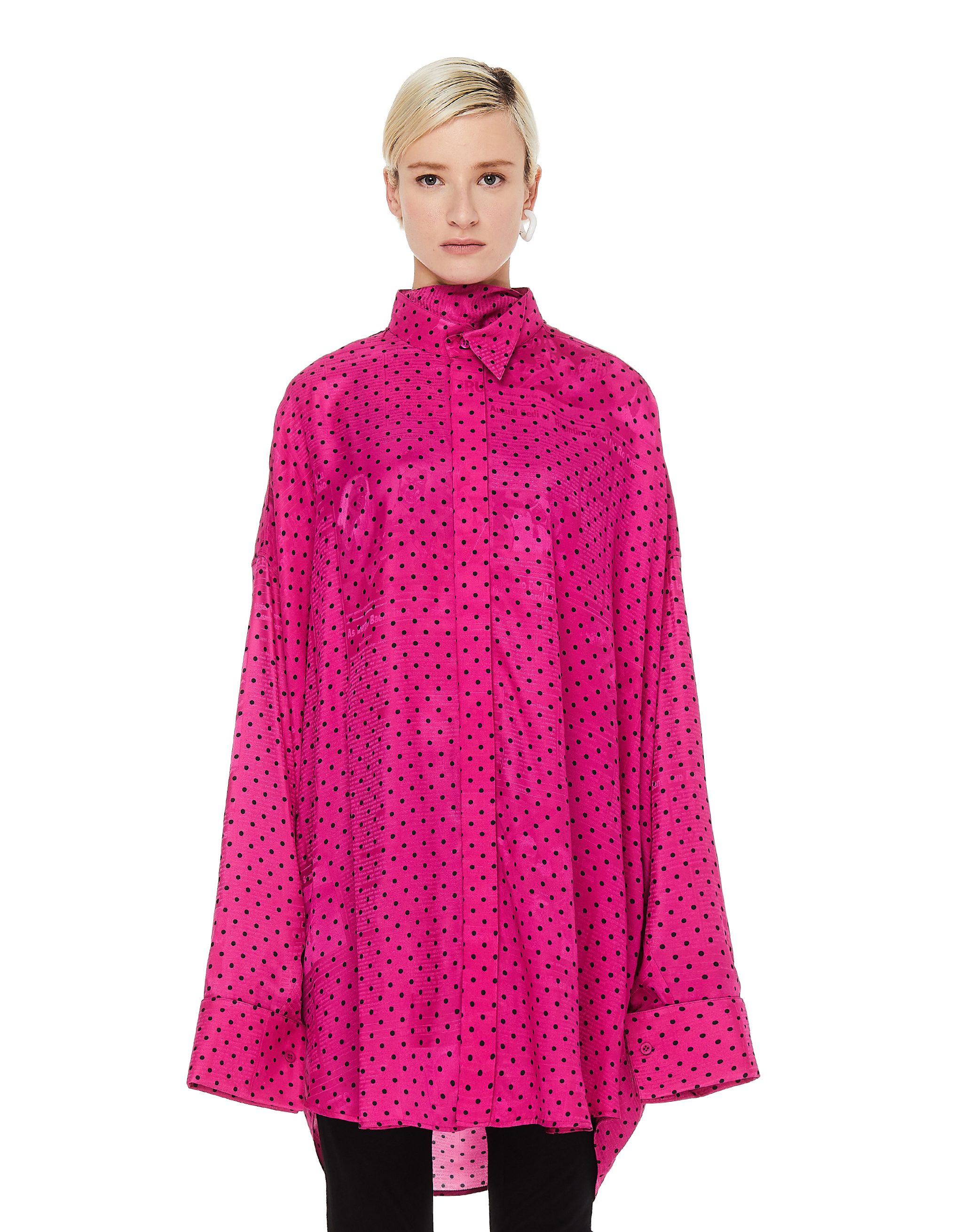 Розовая рубашка в горошек с шарфиком Balenciaga 642258/TJLB4/1401
