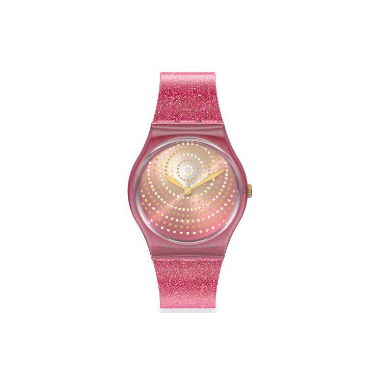 Swatch Gent Series Quartz Movement 30M Water Resistant Watch 34X39.2Mm Floral Dial Plastic Case Silicone Strap Women watches GP169 Pink pink