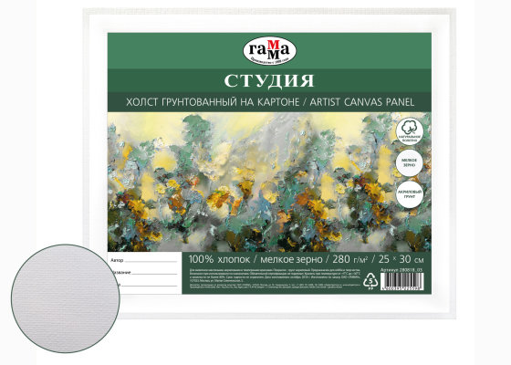 Холст грунтованный на картоне Гамма "Студия" 25х30 см ГМ-280818_03