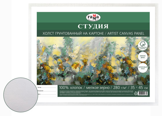 Холст грунтованный на картоне Гамма "Студия" 35х45 см ГМ-280818_07