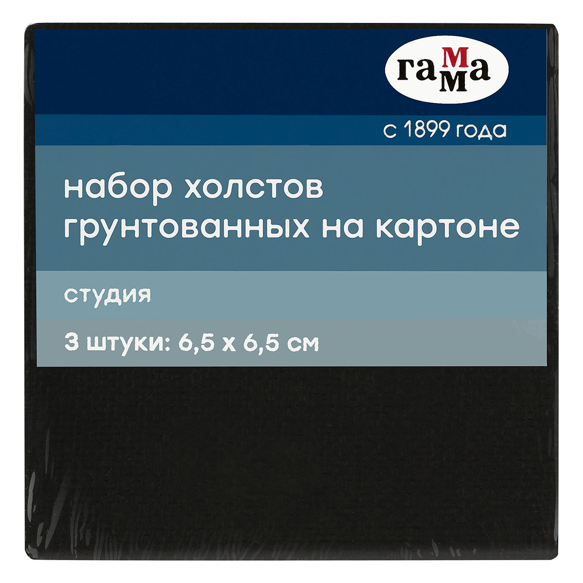 Набор холстов на картоне Гамма "Студия", 3 шт., 6,5*6,5 см, цвет черный, 100% хлопок, 280 г, мелкое ГМ-28026565
