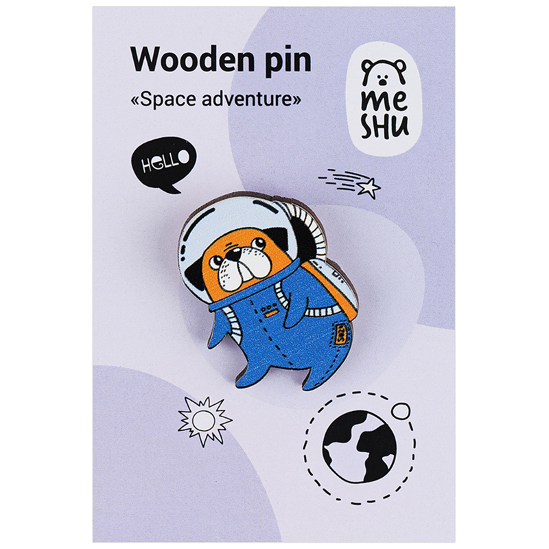 Значок деревянный MESHU "Space adventure", 2,8*3,9 см MESHU-MS_45616