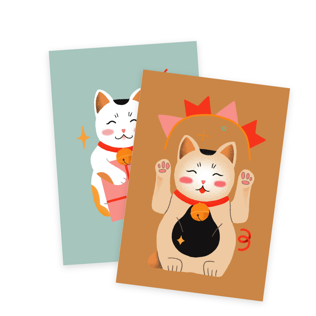 Открытка "Lucky Cat" blue Paperie PAPERIE-31193667