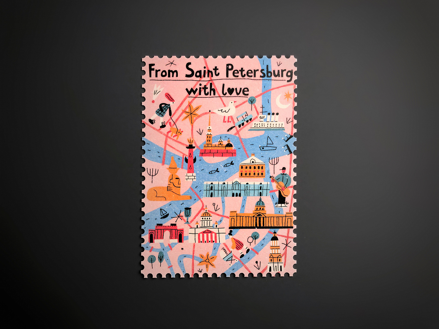 Открытка "Марка. From Saint Petersburg" Подписные издания ПИ-1116489