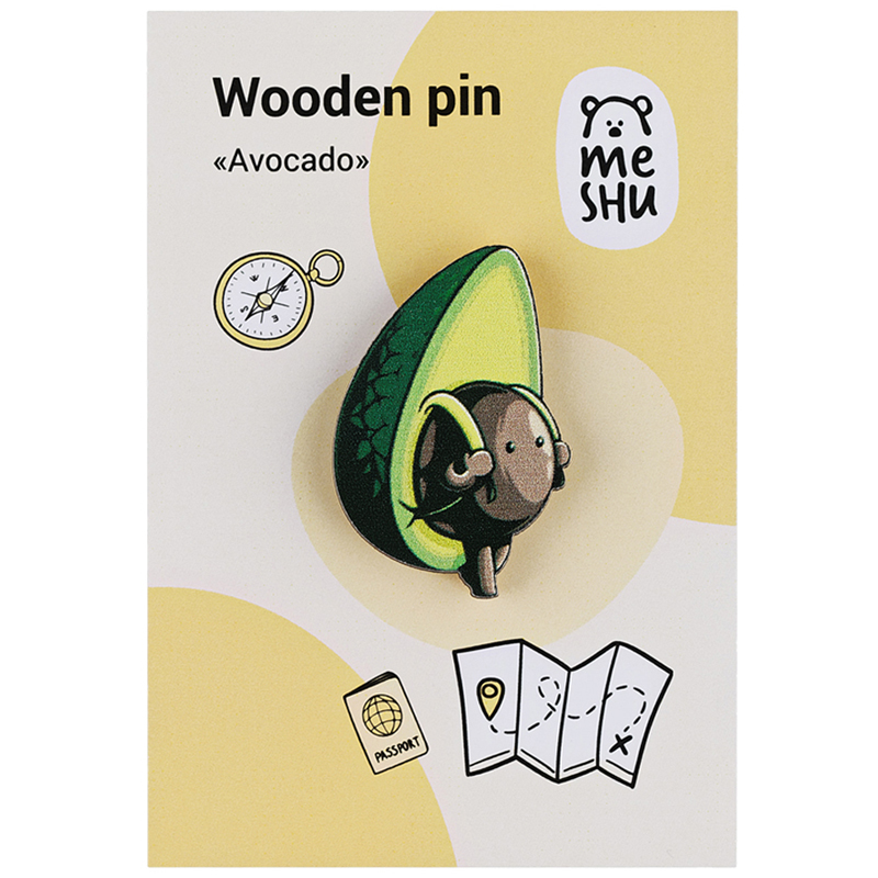 Значок деревянный MESHU "Avocado", 2,6*3,9 см MESHU-MS_45600