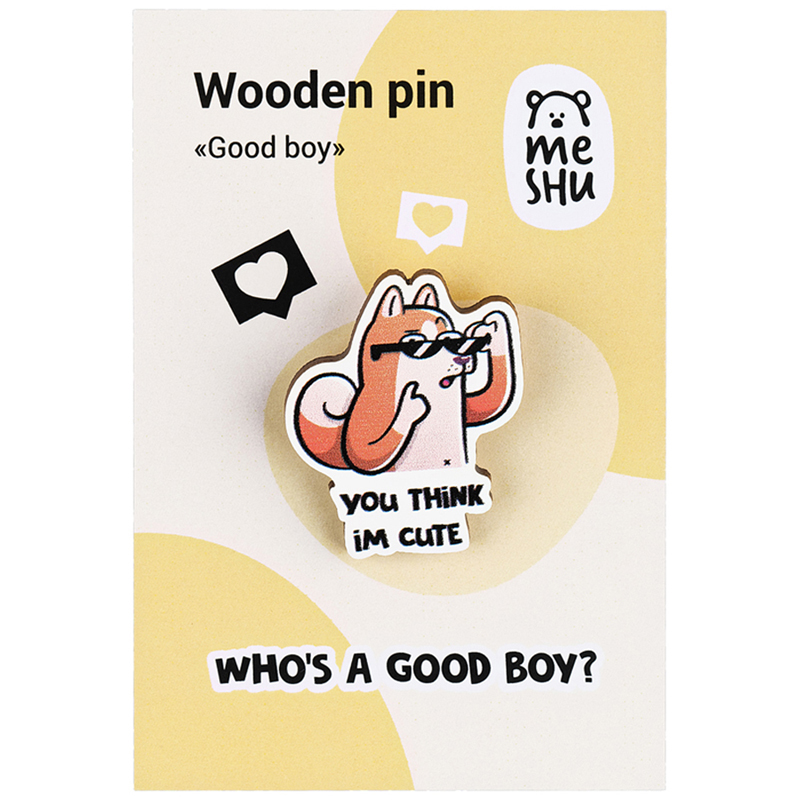 Значок деревянный MESHU "Good boy", 3,0*3,5 см MESHU-MS_45618